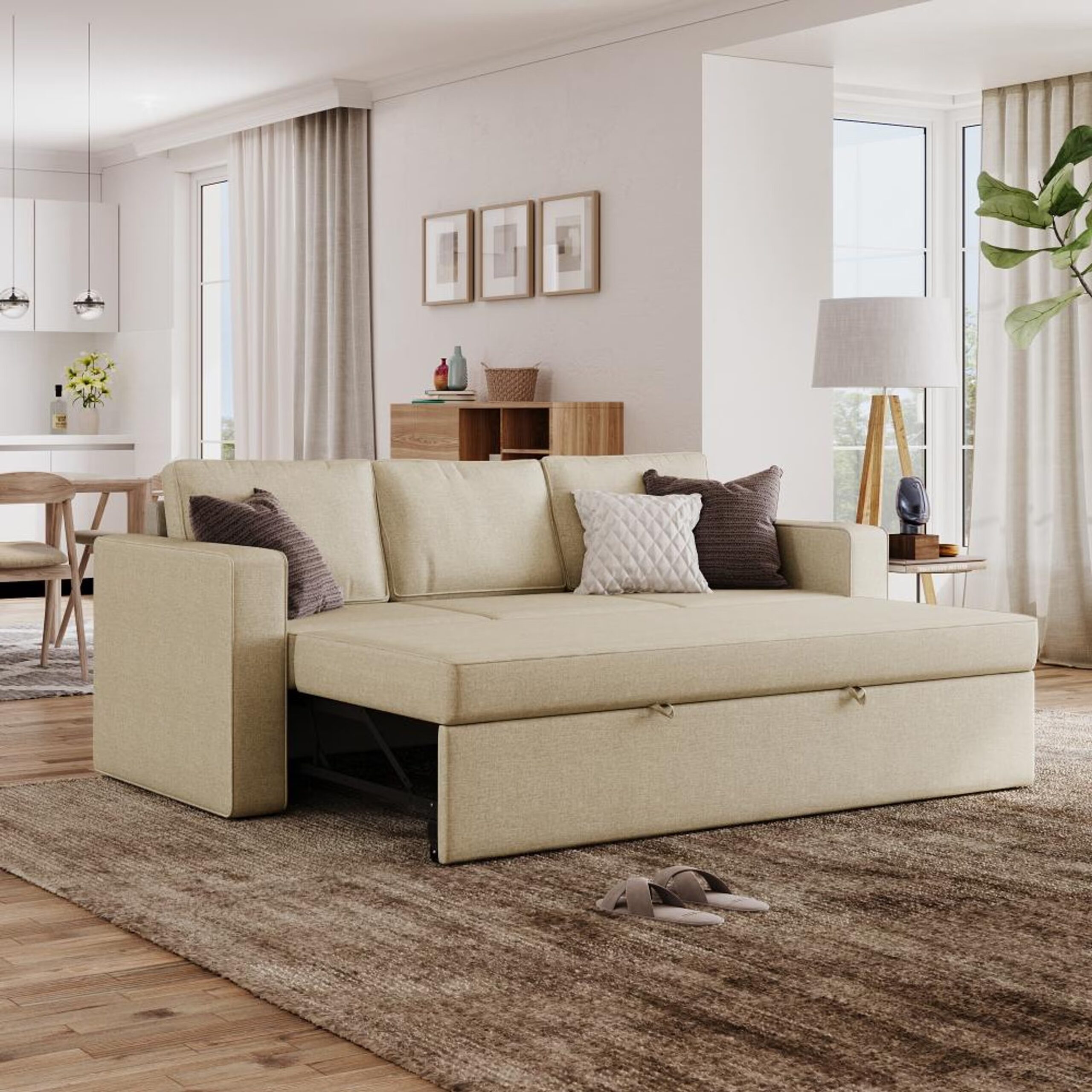 Swani Furniture Napper Convertible 3 Seater Sofa Cum Bed (Without Storage)