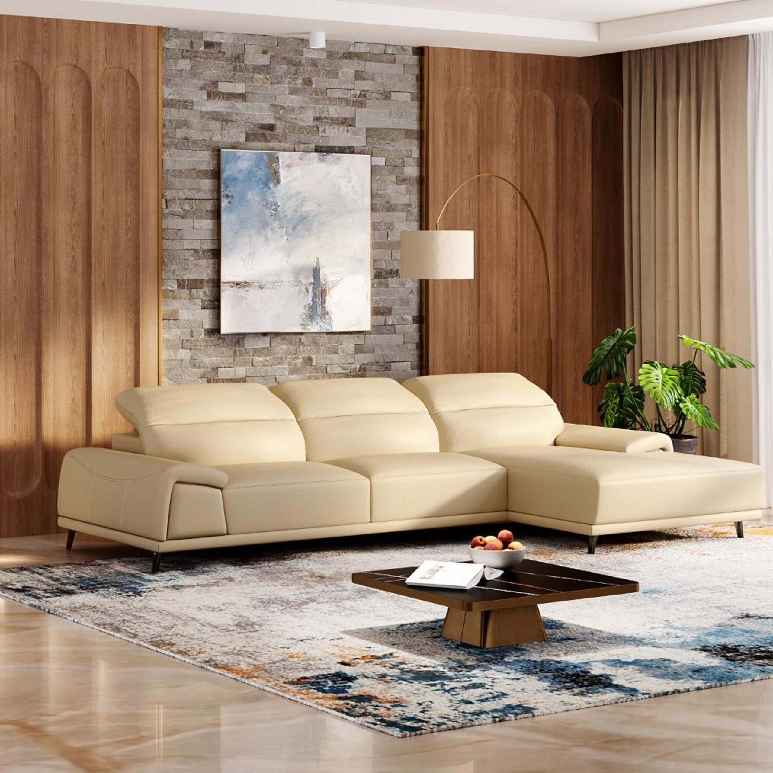 Swani Furniture Suva L Shape Sofa Set – 3 Seater with Right Aligned Chaise