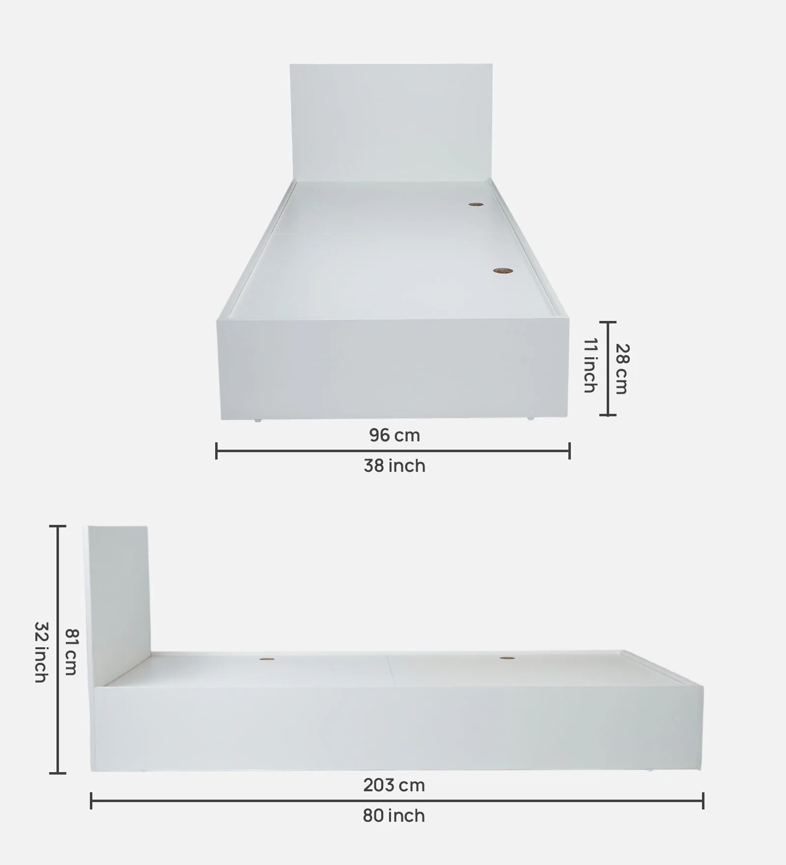 Swani Furniture Kibo Single Bed in Off White Finish with Box Storage - Image 3