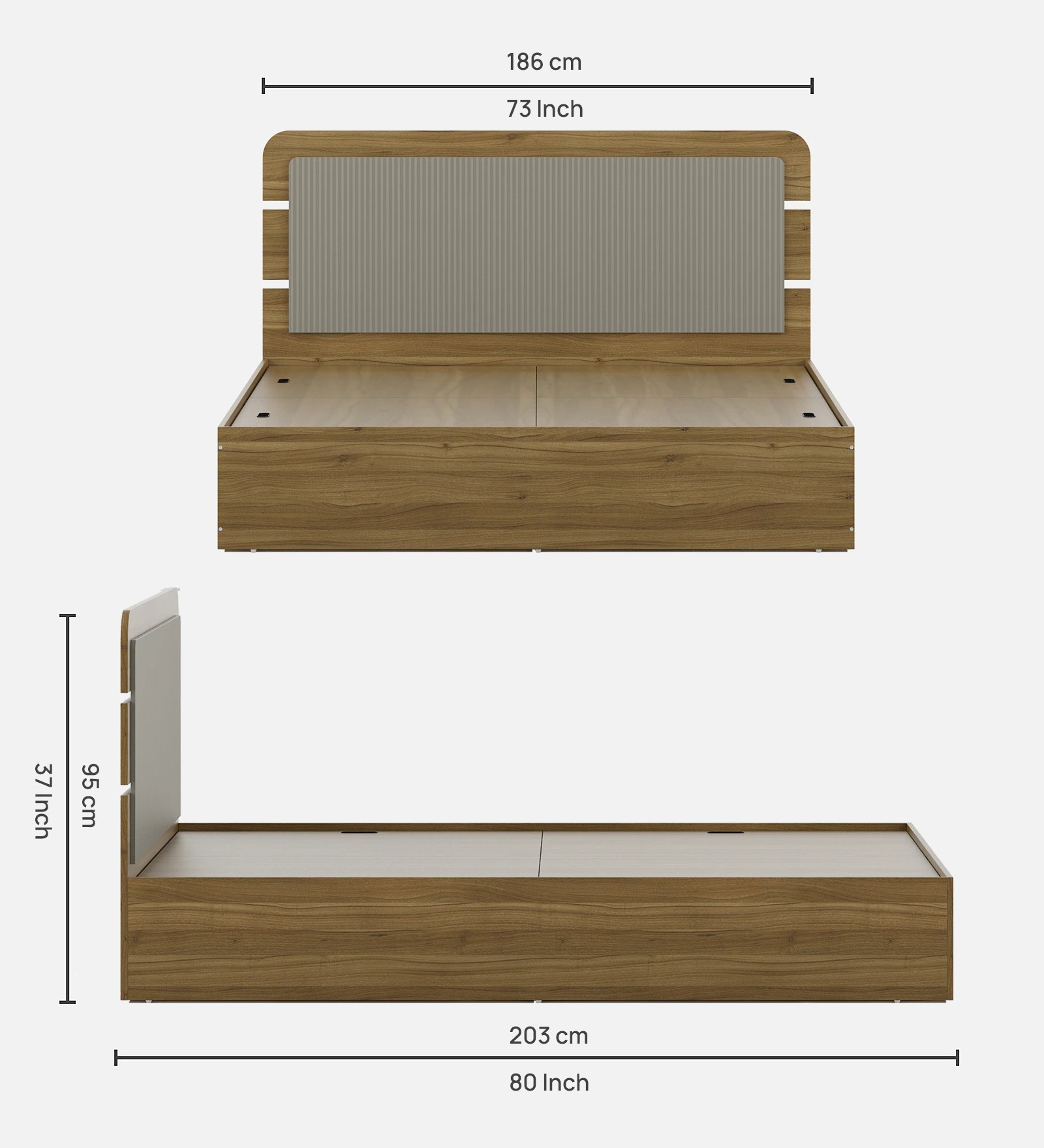 Swani Furniture Zenvora King Size Bed with Box Storage in Melamine Finish - Image 6