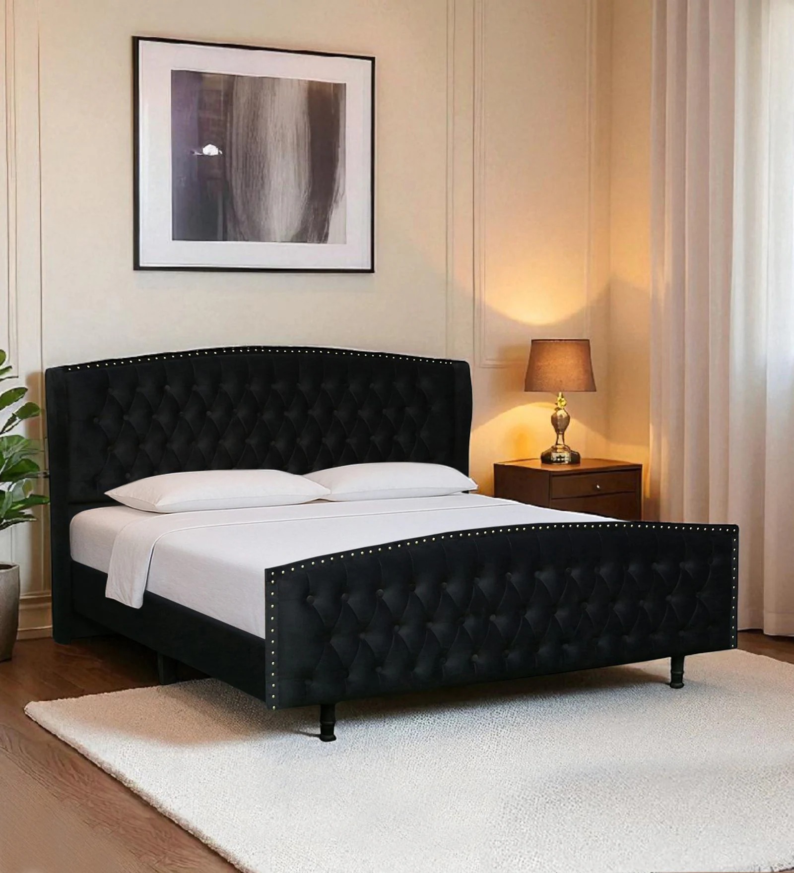 Swani Furniture Ciera Upholstered Queen Size Bed in Black Color