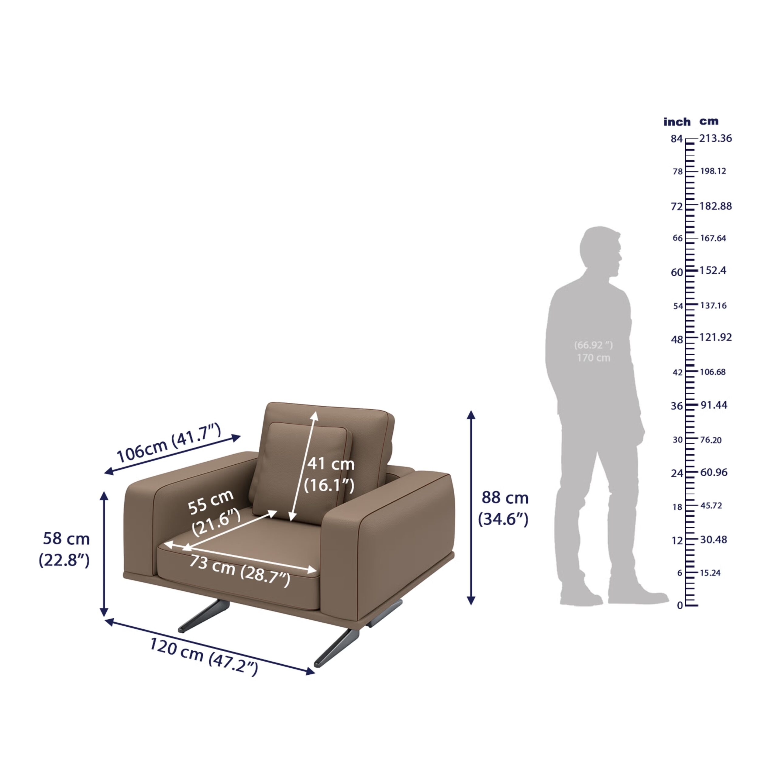 Swani Furniture Porto 1 Seater Sofa – Modern Accent Chair - Image 3