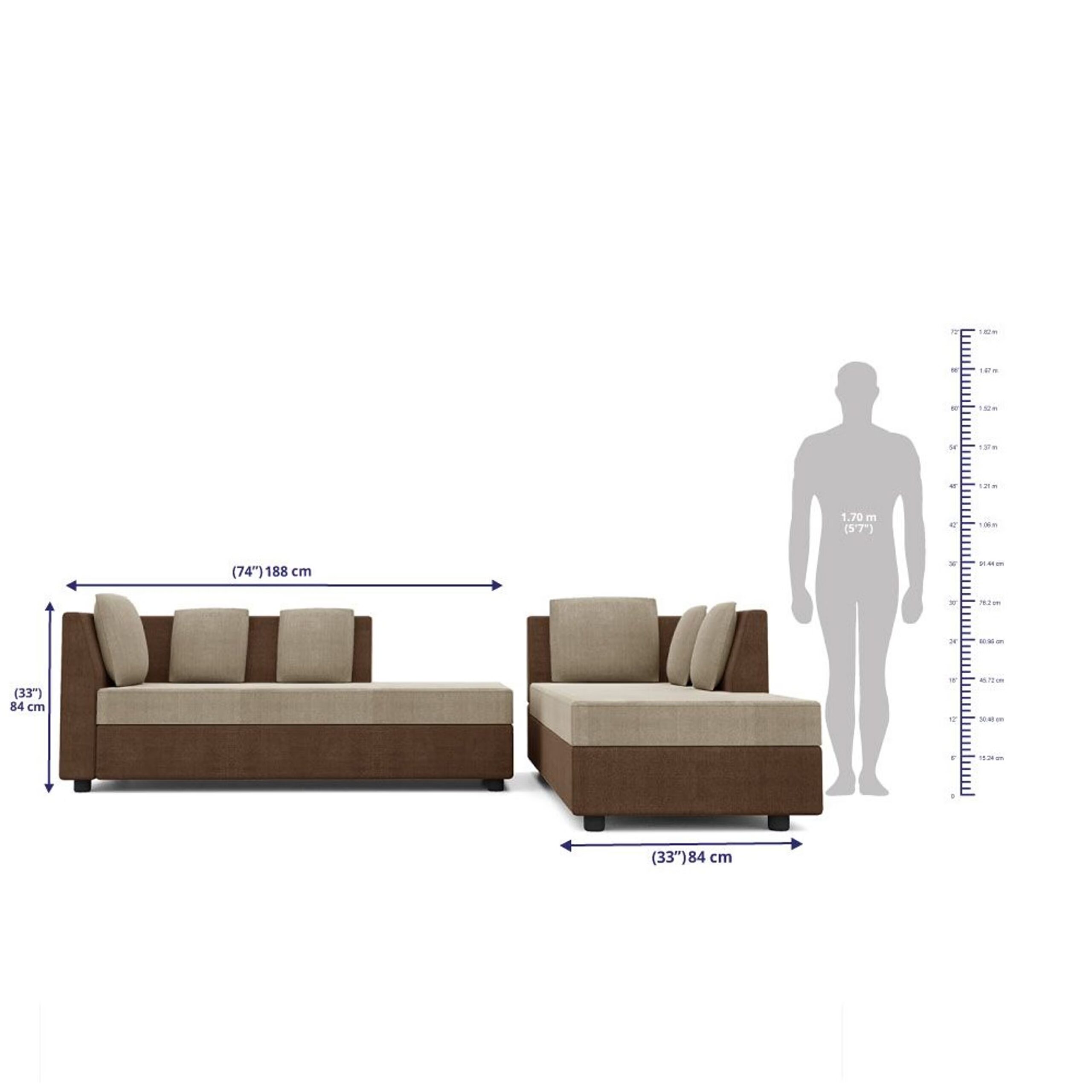 Swani Furniture Skiver L Shape 6 Seater Sofa Set – 3 Seater with Right Aligned Chaise - Image 3