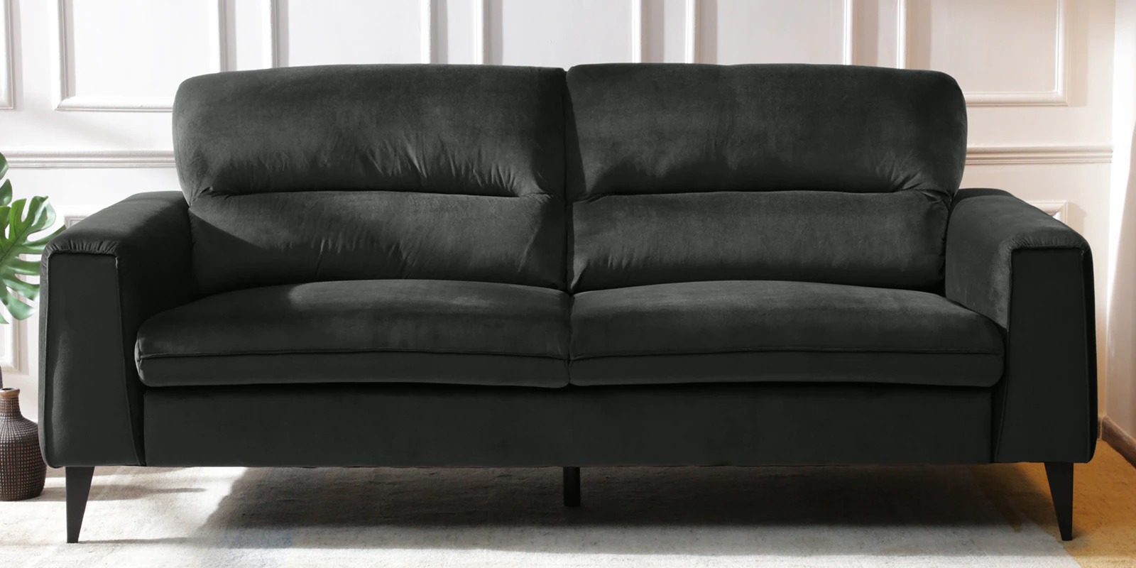 Swani Volkach Velvet 3-Seater Sofa – Steel Grey Colour