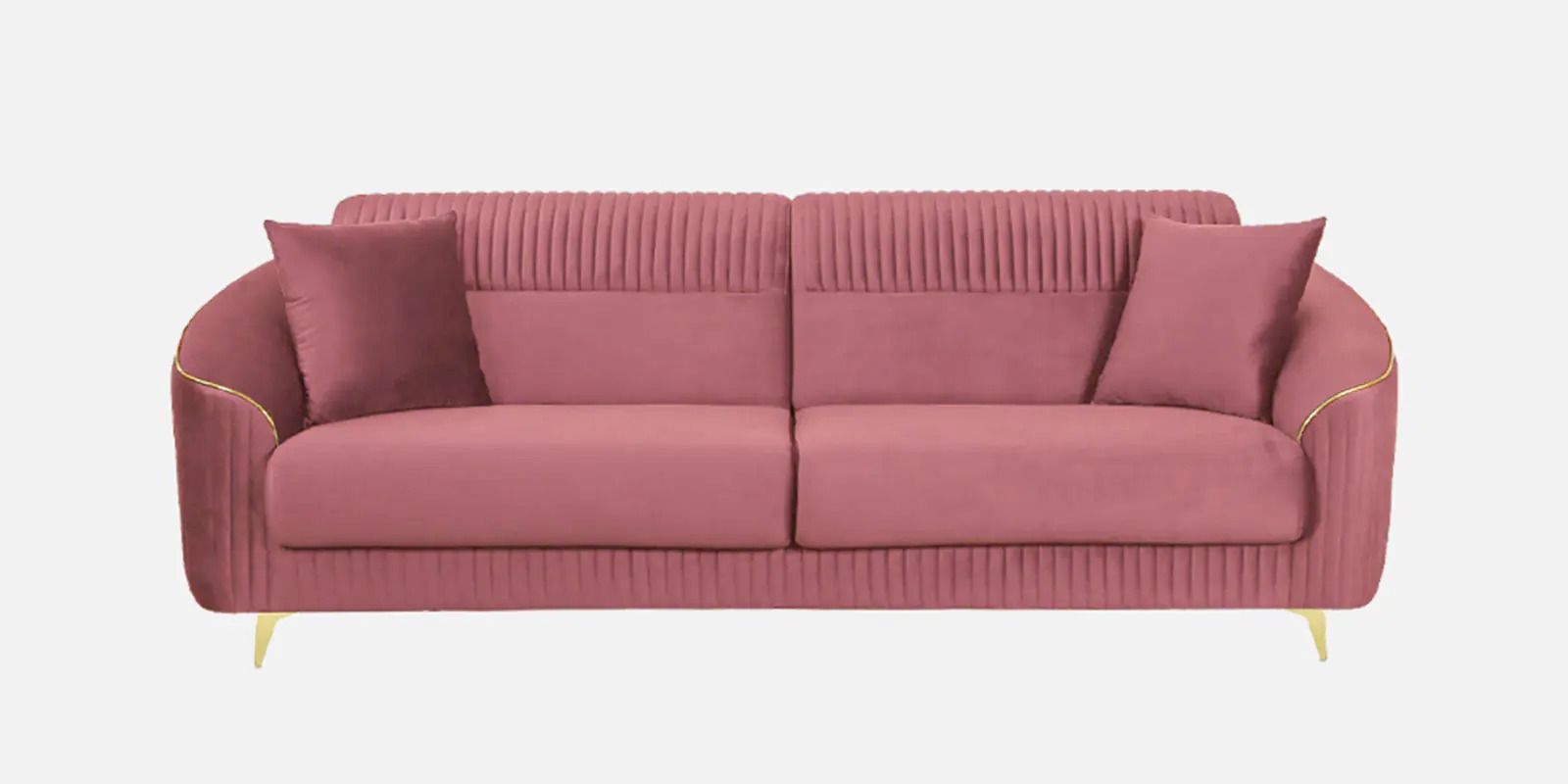 Swani Victoria Velvet Sofa Set – Onion Pink Colour (3+1+1) - Image 5