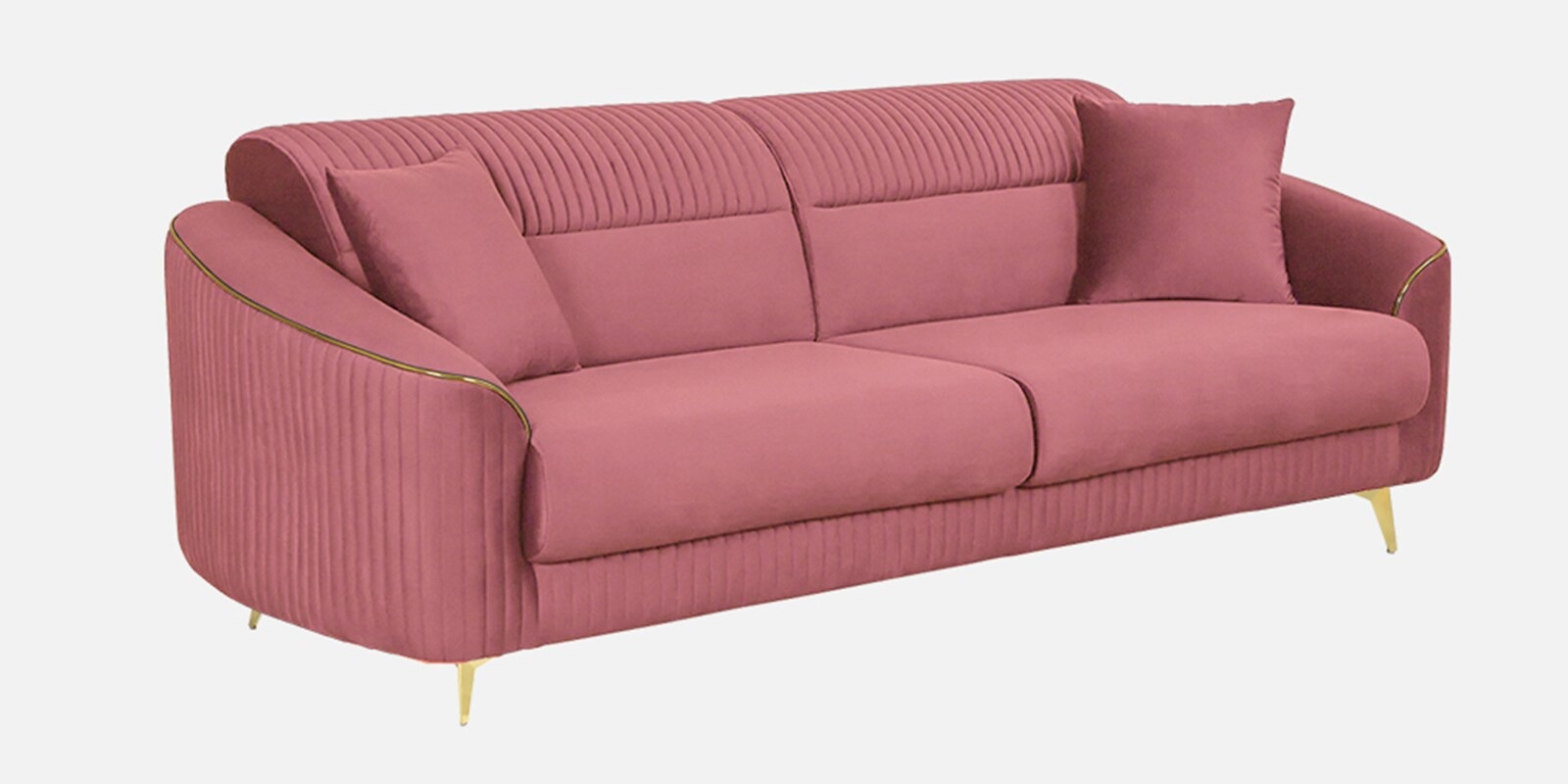 Swani Victoria Velvet Sofa Set – Onion Pink Colour (3+1+1) - Image 4
