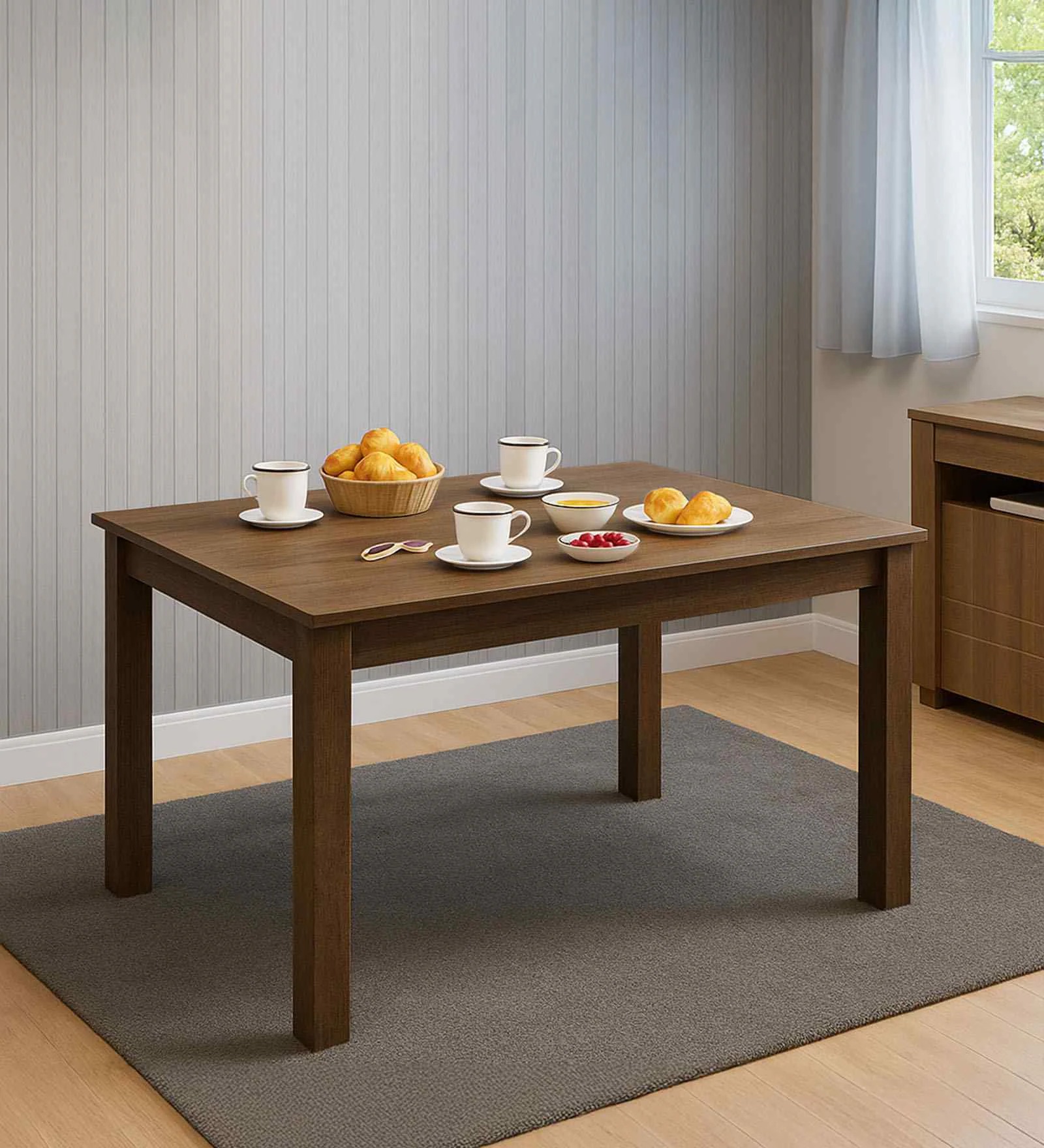 Swani Astra 6-Seater Dining Table – Brown Finish
