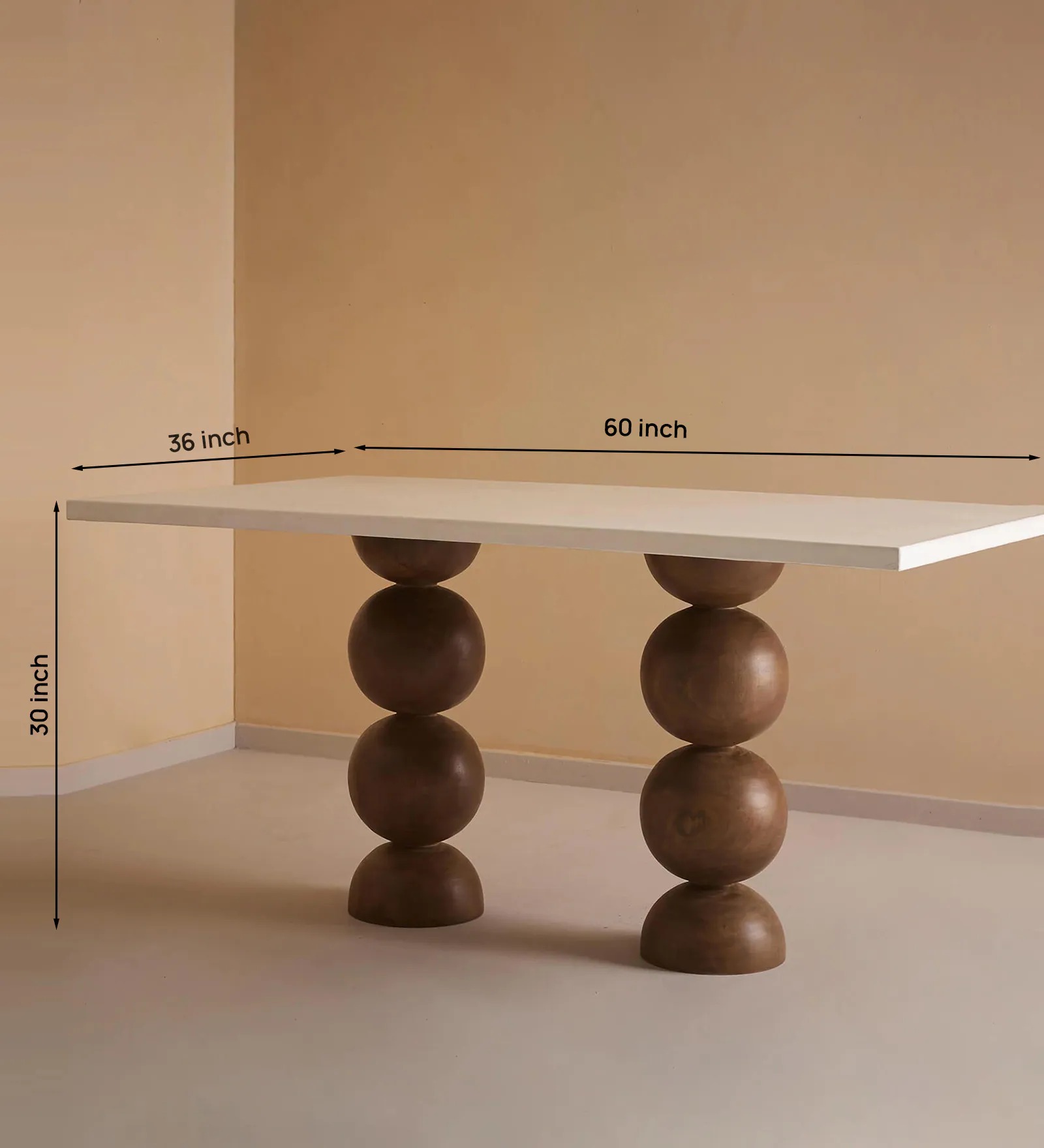 Swani Ball 4-Seater Pack Dining Table – Brown Finish - Image 2