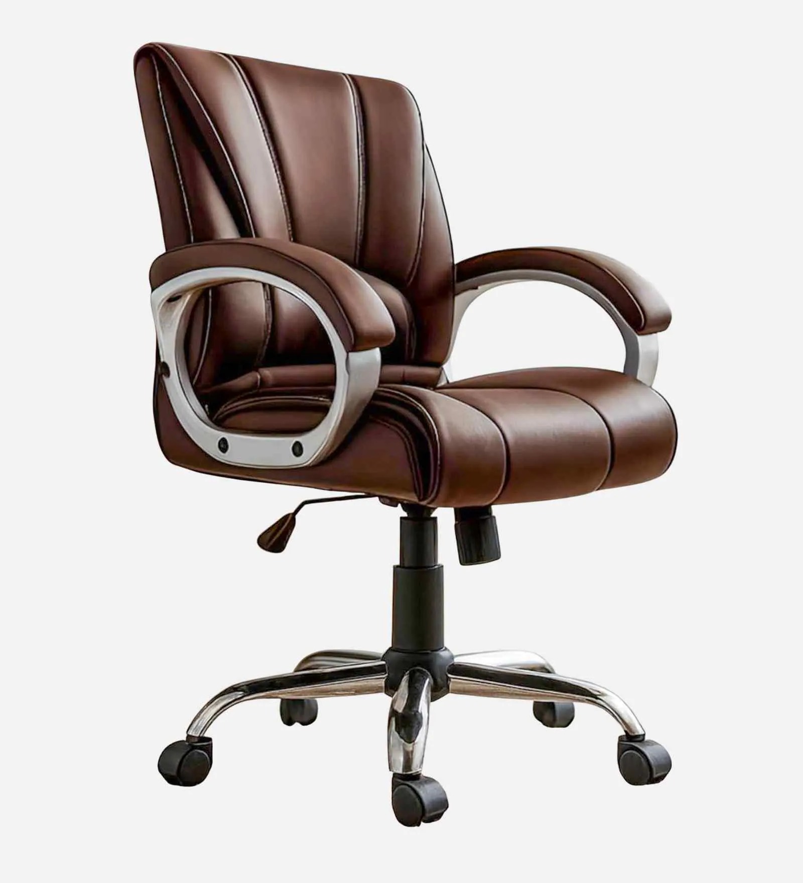 Mid Back Leatherette Executive Chair in Brown – Comfortable Office Chair | Swani Furniture - Image 3