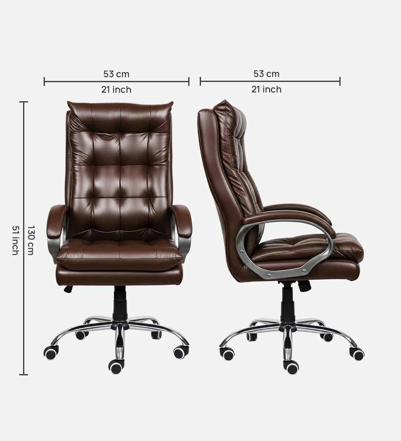 High Back Leatherette Executive Chair in Brown – Ergonomic Office Seating | Swani Furniture - Image 3