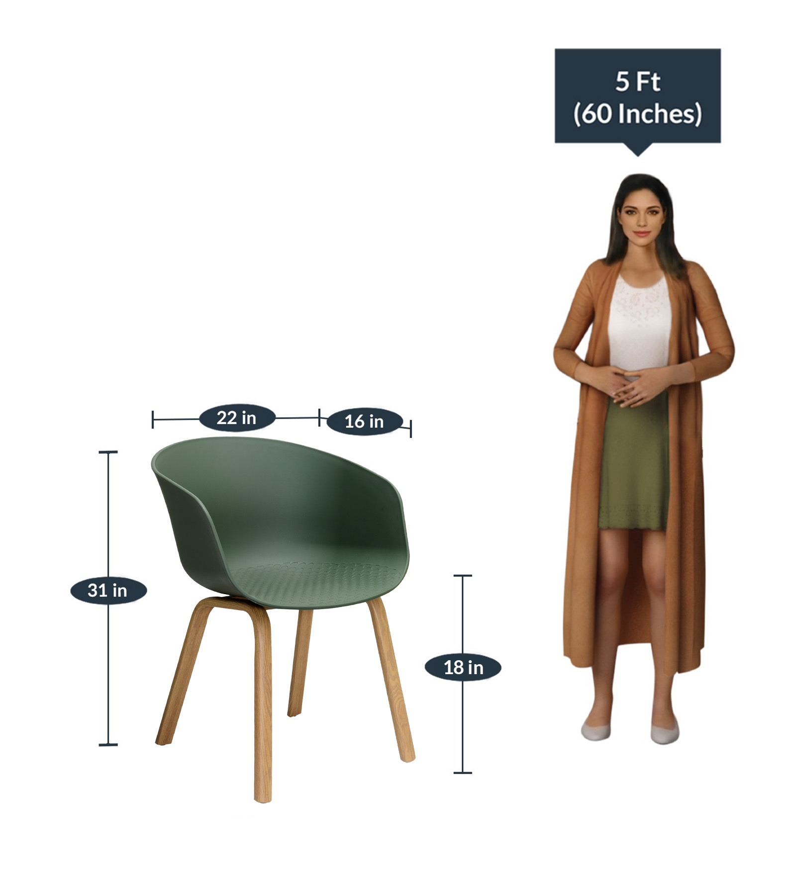 Swani Delta Nordic Plastic Iconic Chair – Green Color - Image 2