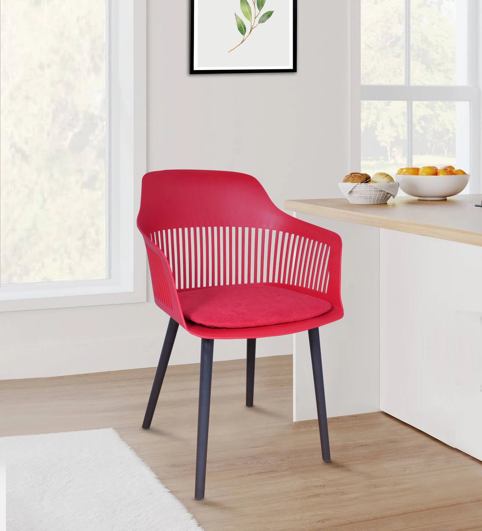 Swani Zinnia Plastic Café Chair – Red Color