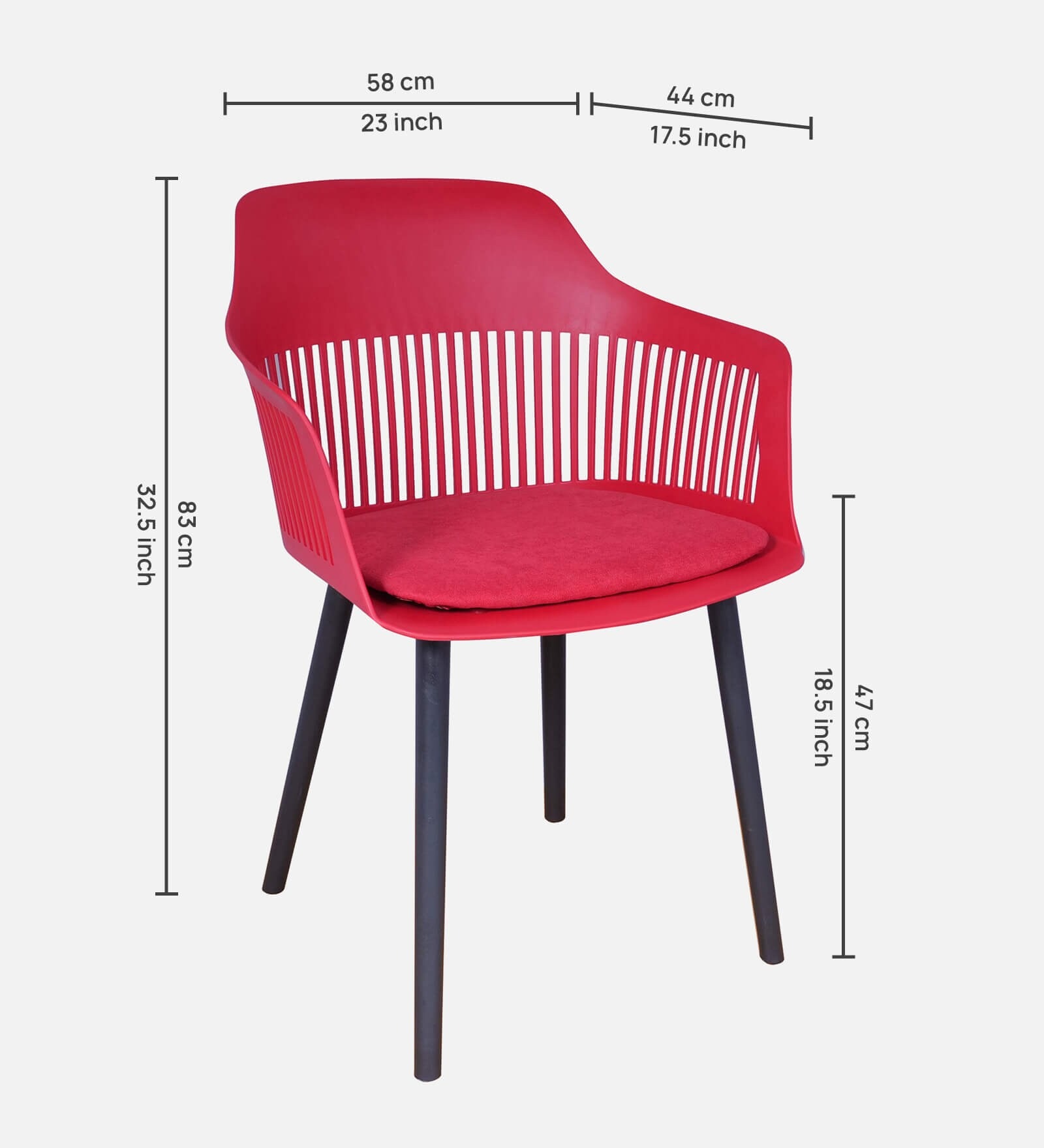 Swani Zinnia Plastic Café Chair – Red Color - Image 2