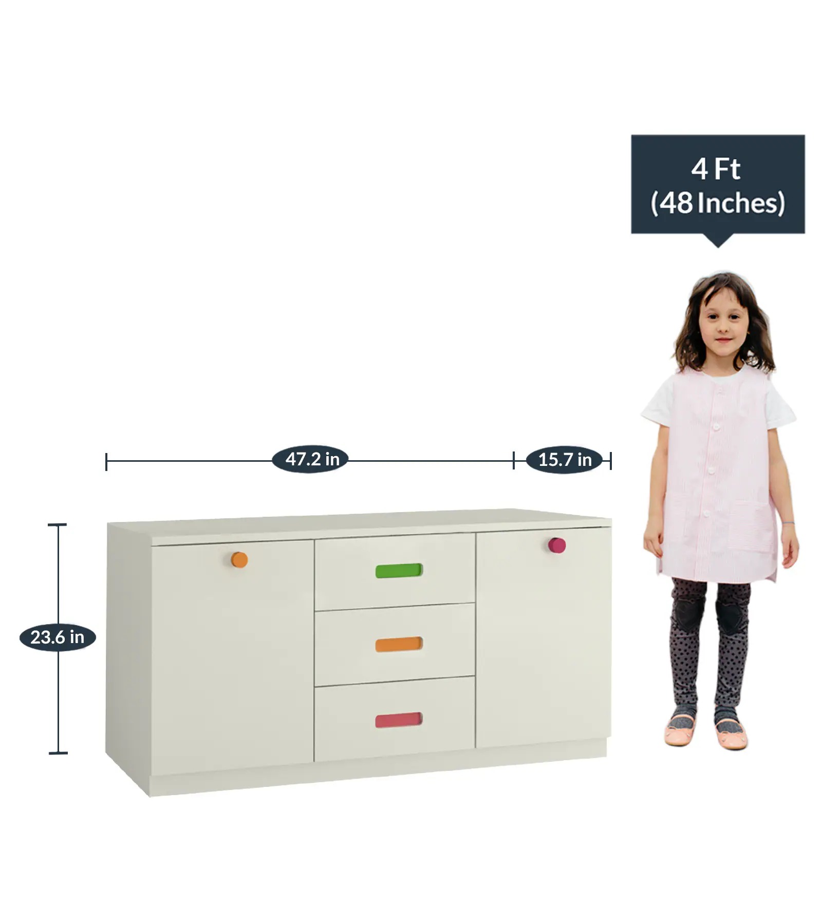 Swani Casablanca Kids Storage Cabinet – Ivory Colour - Image 3