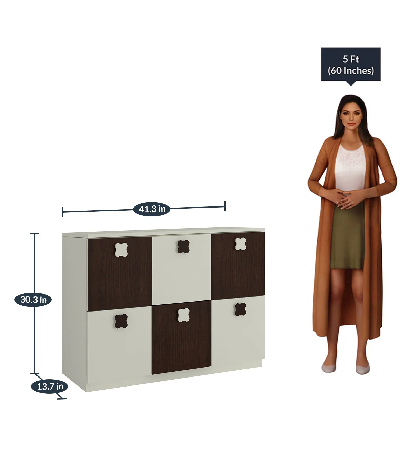 Swani Floral Kids Storage Cabinet – Walnut Colour - Image 3