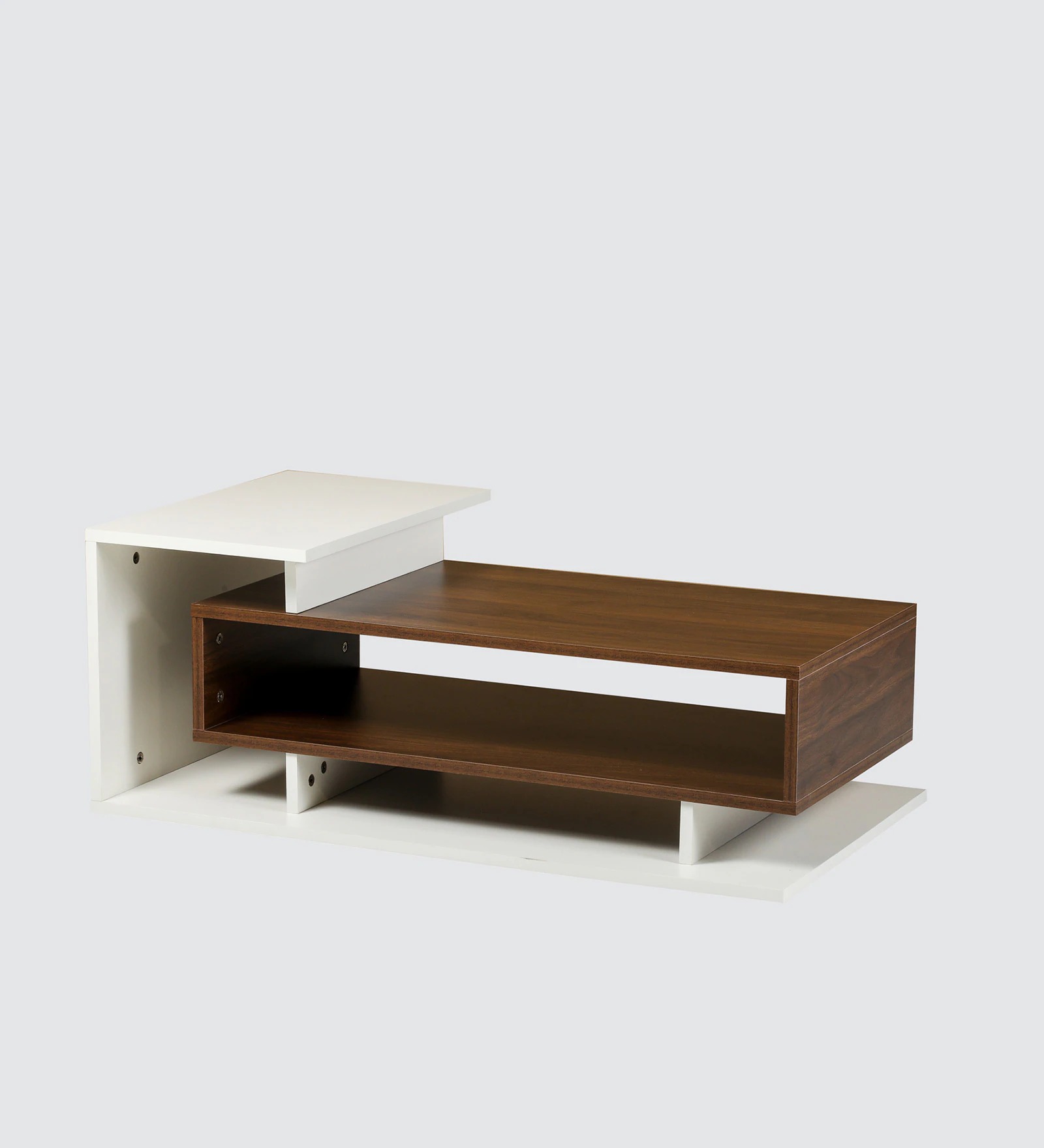 Swani Furniture Teshio Coffee Table – Columbia Walnut & White Finish for Modern Living Room - Image 3