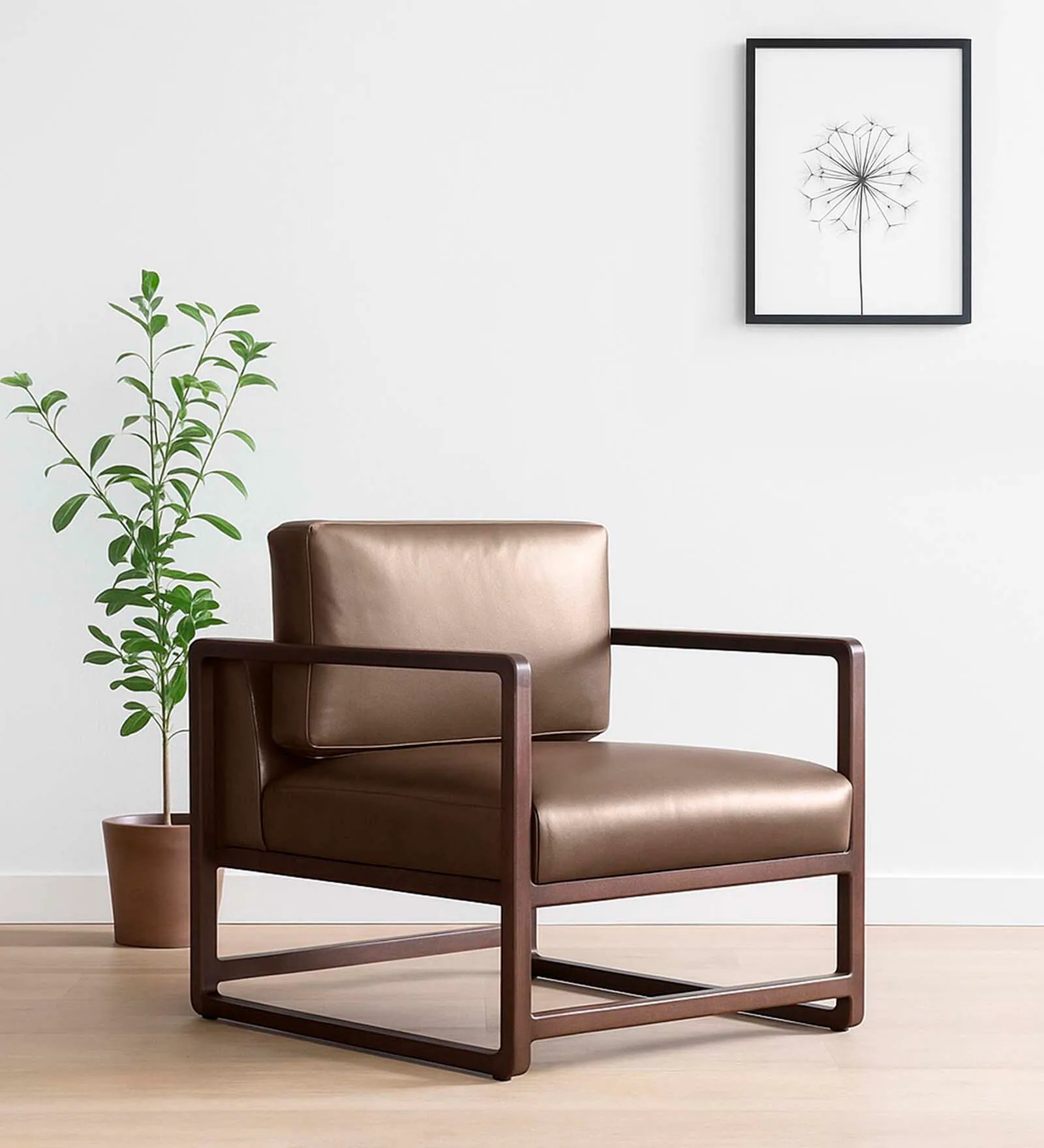 Swani Aura PU Leather Arm Chair – Brown Color