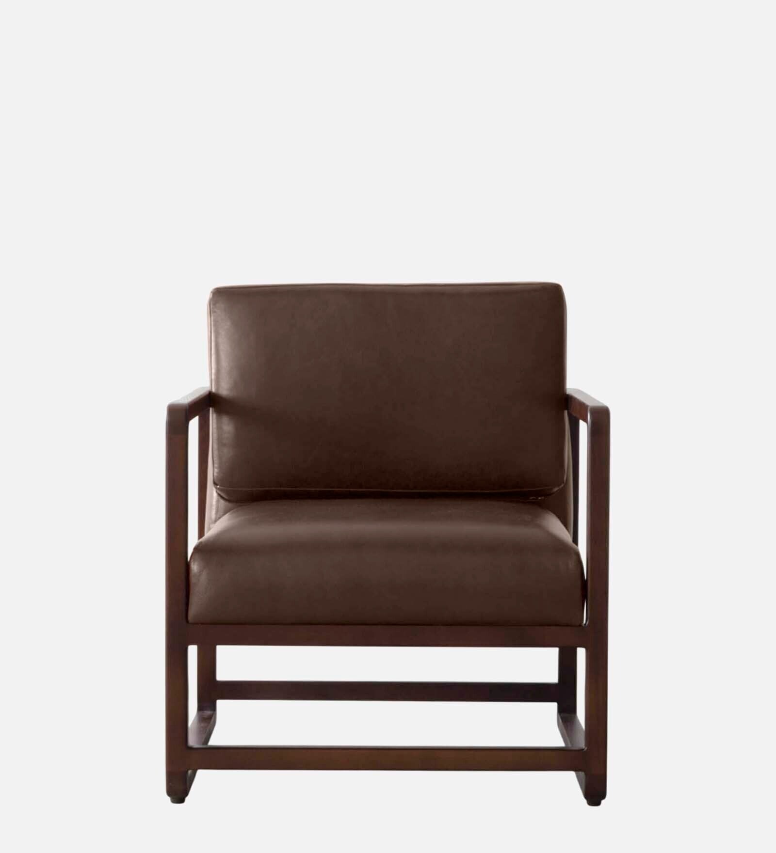 Swani Aura PU Leather Arm Chair – Brown Color - Image 3