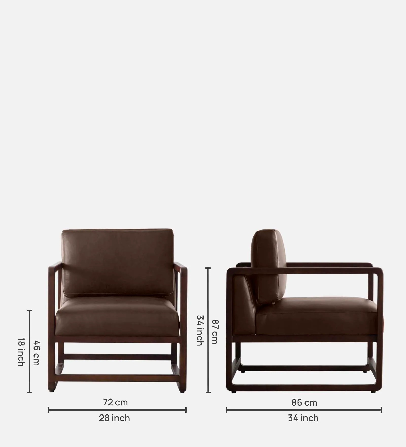 Swani Aura PU Leather Arm Chair – Brown Color - Image 2