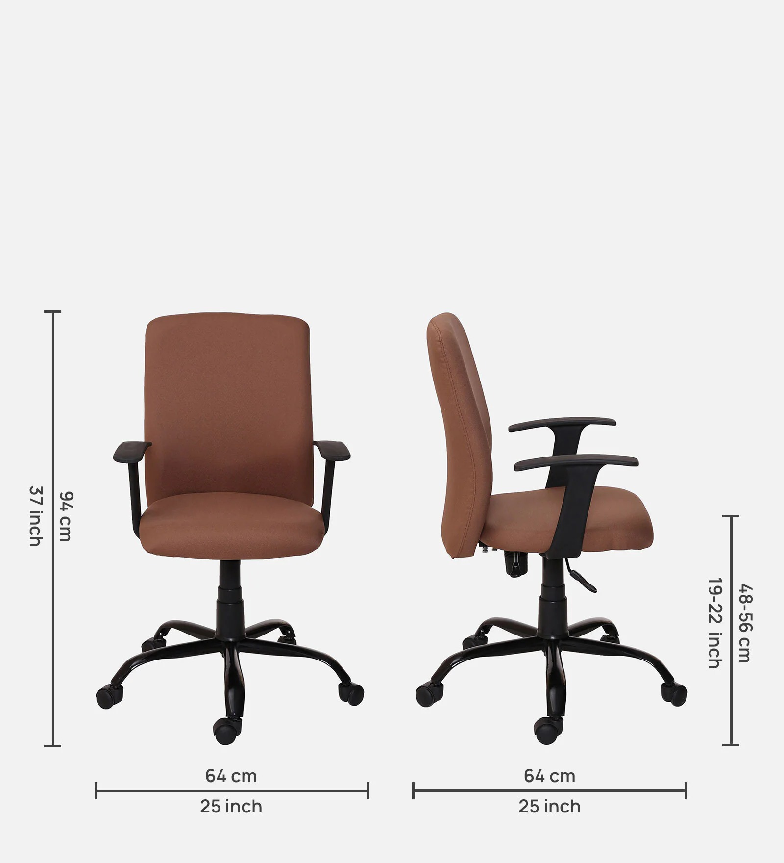 Fabric Ergonomic Office Chair in Camel – Comfortable Mid Back Work Chair | Swani Furniture - Image 3
