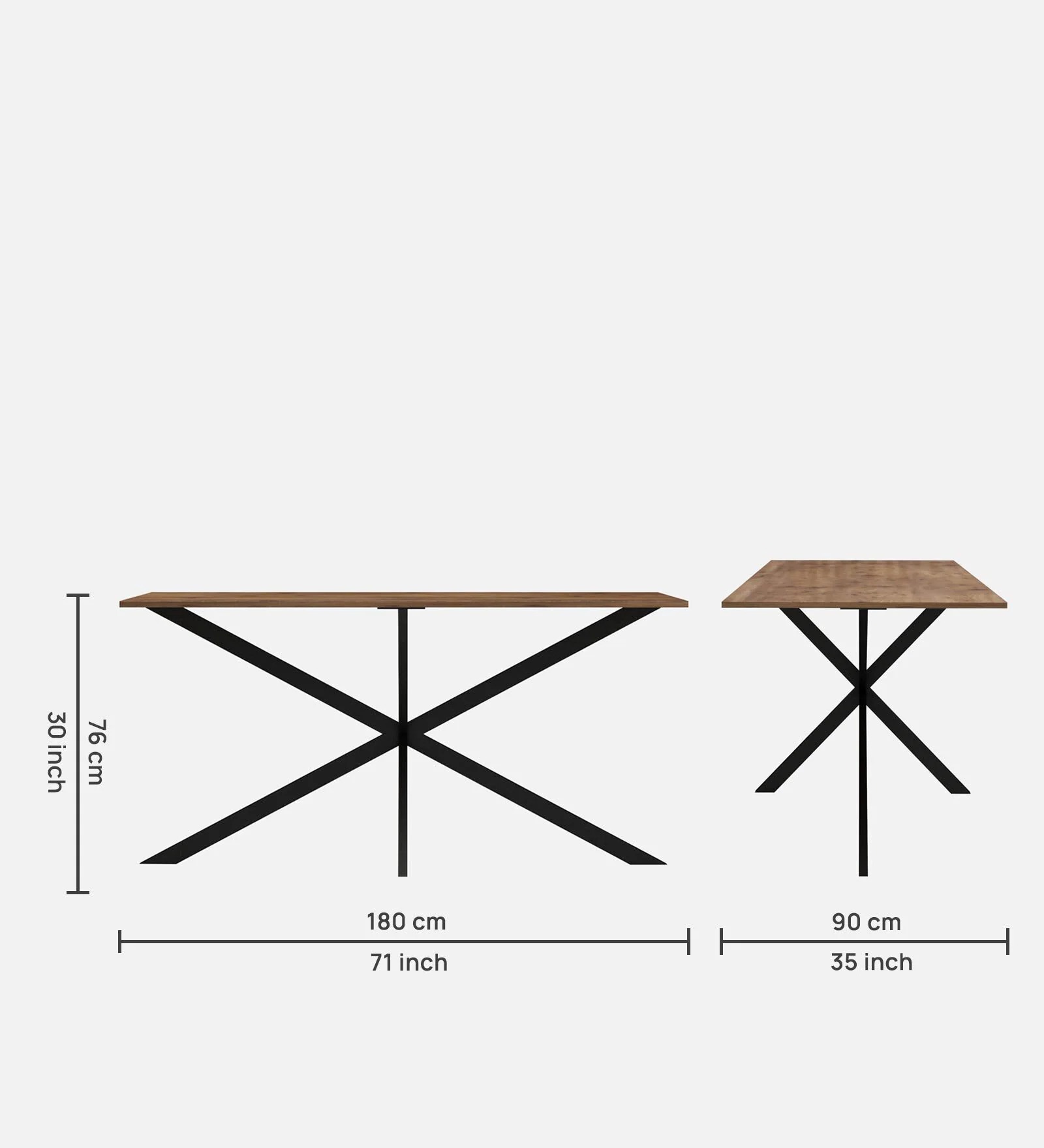 Swani Heather 6-Seater Dining Table – Knottywood & Black Finish - Image 2