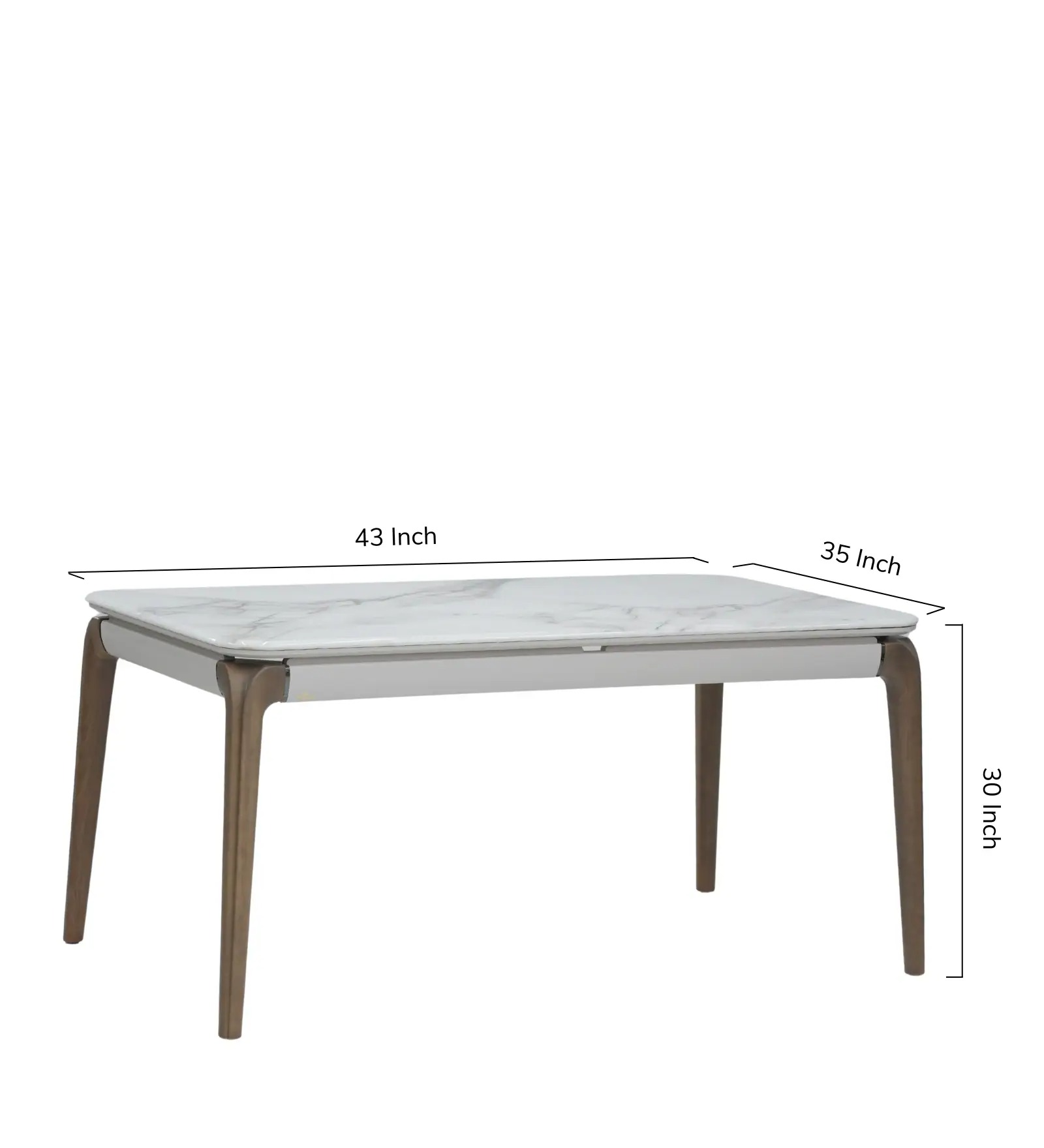Swani Muar Italian Natural Stone 4-Seater Dining Table – White Finish - Image 2