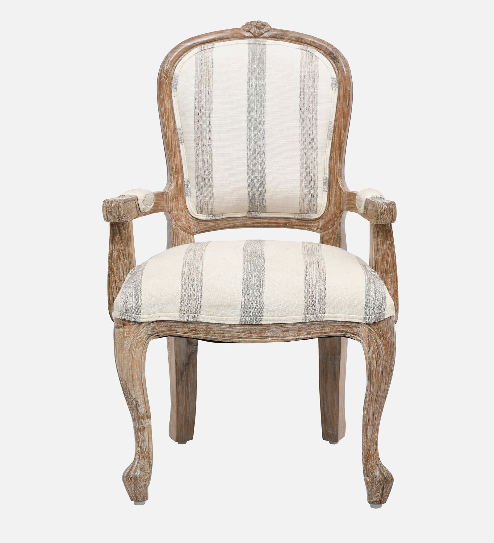 Swani Zhemgang Solid Wood Arm Chair – Distressed White Finish - Image 4