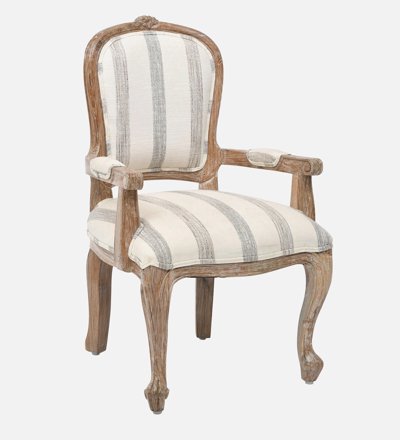 Swani Zhemgang Solid Wood Arm Chair – Distressed White Finish - Image 3