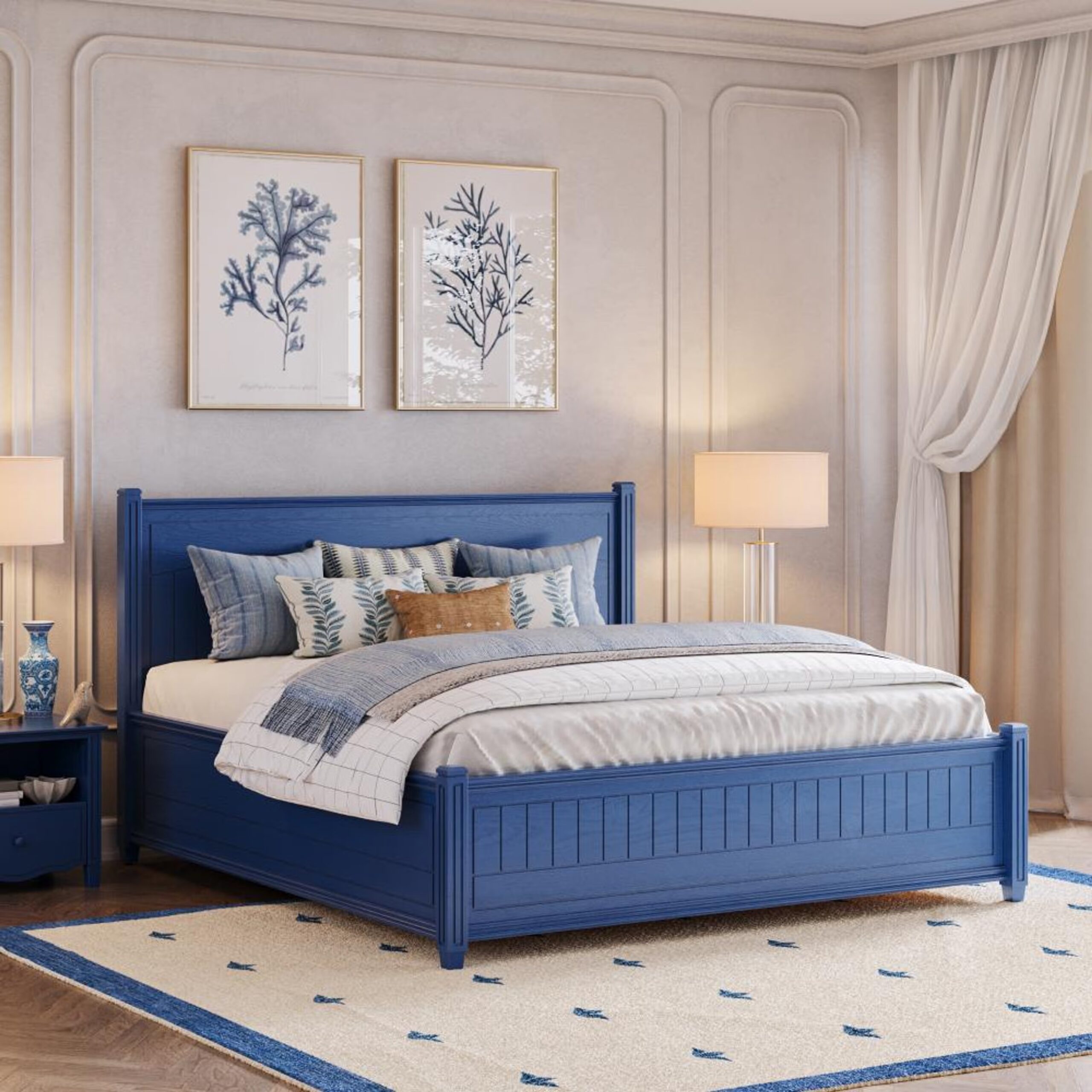 Swani Furniture Nilaka King Size Storage Bed – Wooden King Bed with Box Storage