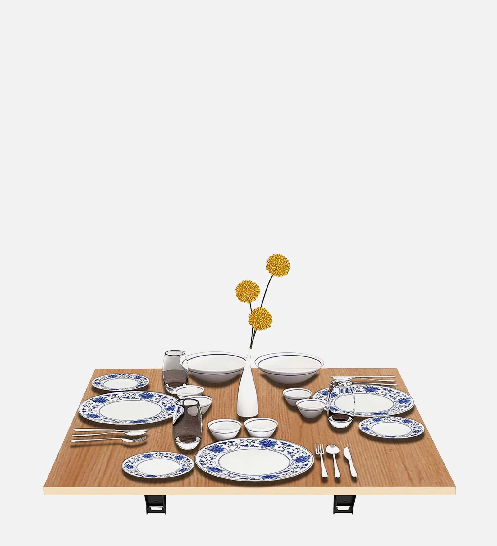 Swani Alicia 4-Seater Wall Mount Dining Table – Intel Beige Finish - Image 4