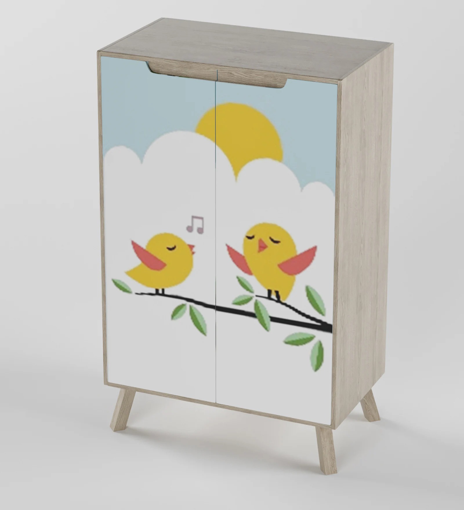 Swani Chirpy Bird Print Kids Storage Cabinet – Blue Colour - Image 2