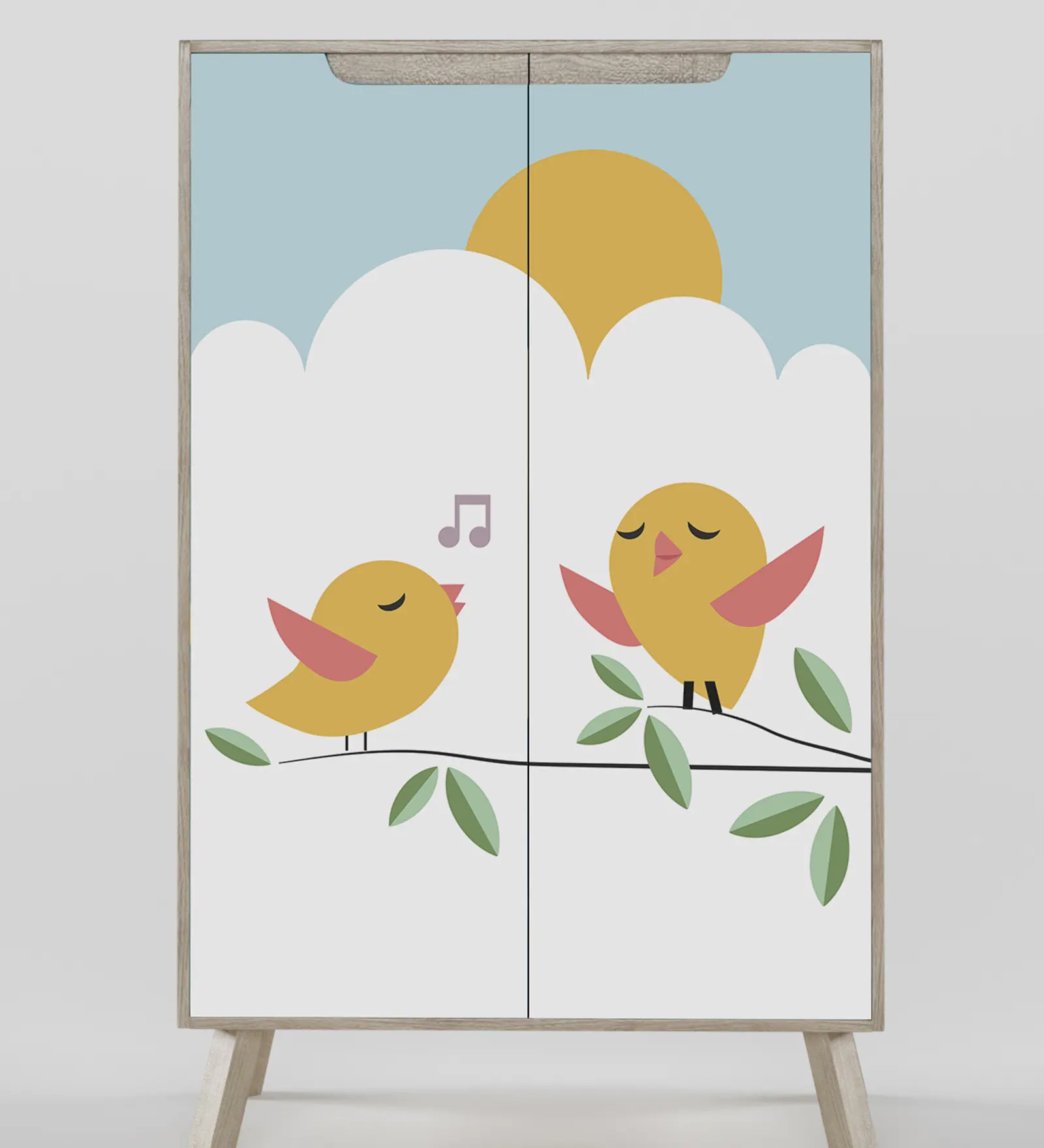 Swani Chirpy Bird Print Kids Storage Cabinet – Blue Colour