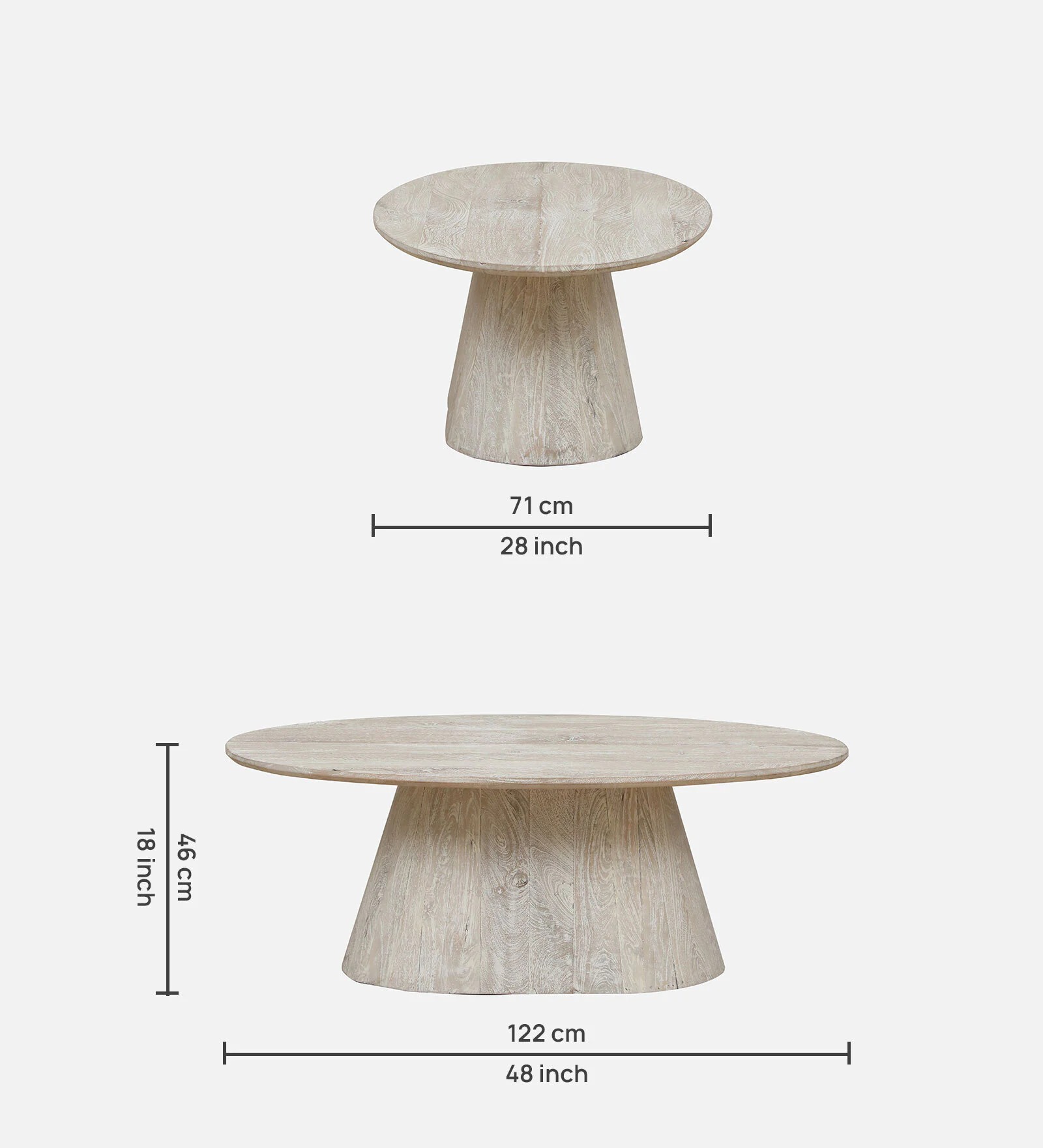 Swani Furniture Bizerk Solid Wood Coffee Table – Sandblasted White Finish - Image 3