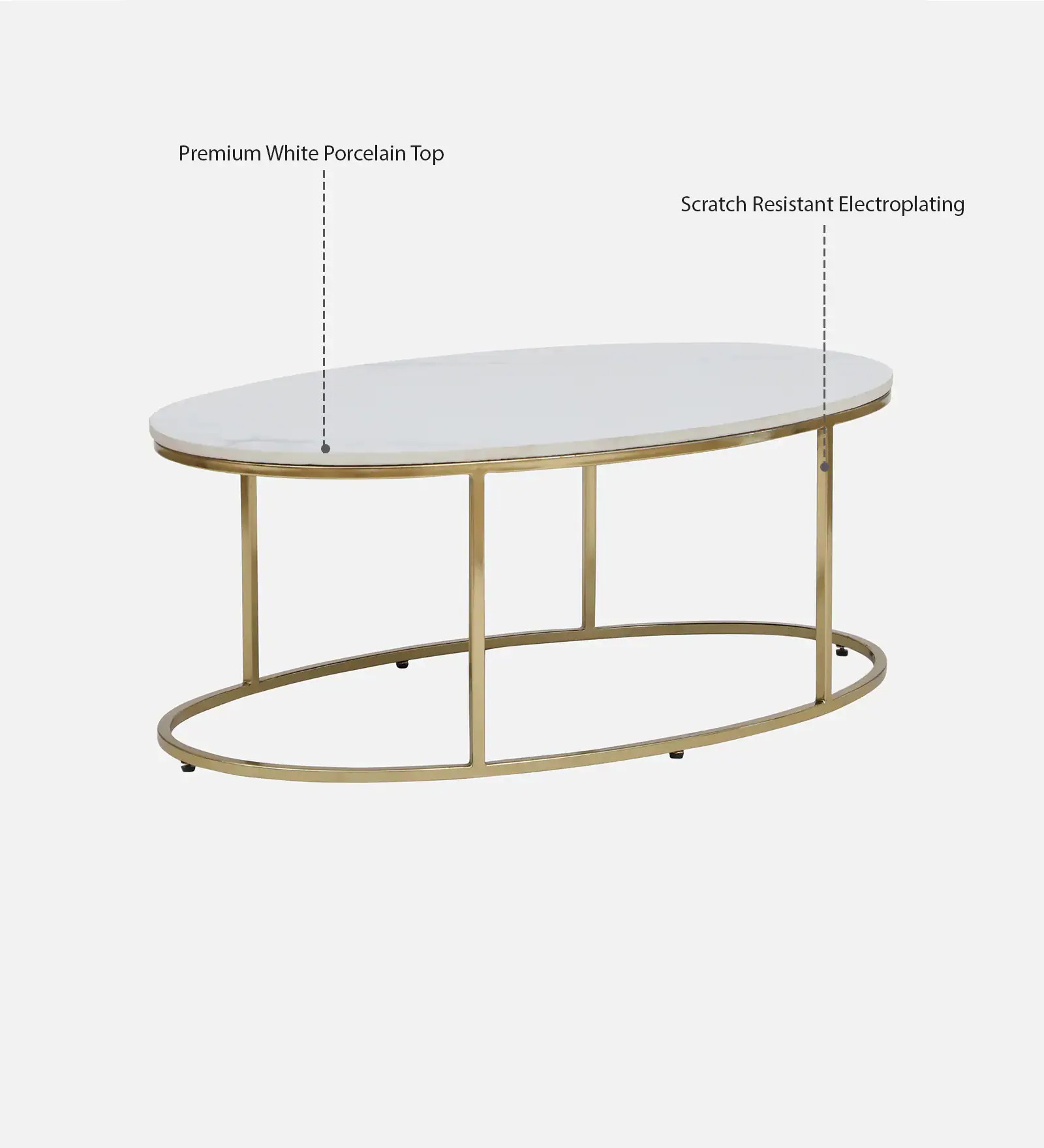Swani Furniture Bonita Metal Coffee Table – White Finish with Porcelain Top - Image 3