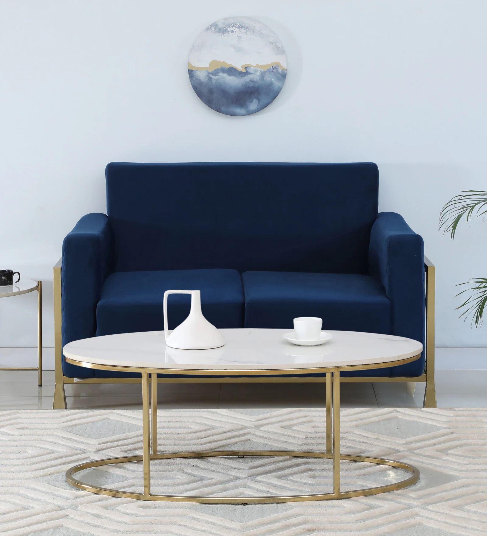 Swani Furniture Bonita Metal Coffee Table – White Finish with Porcelain Top