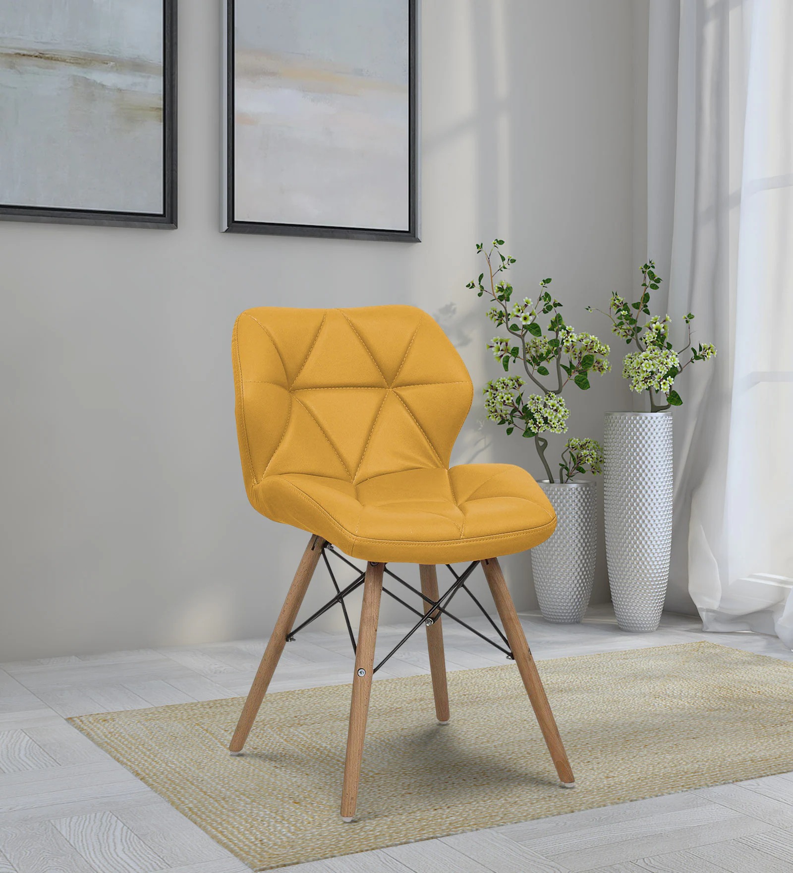 Swani Buick Leatherette Iconic Chair – Yellow Color Accent Chair