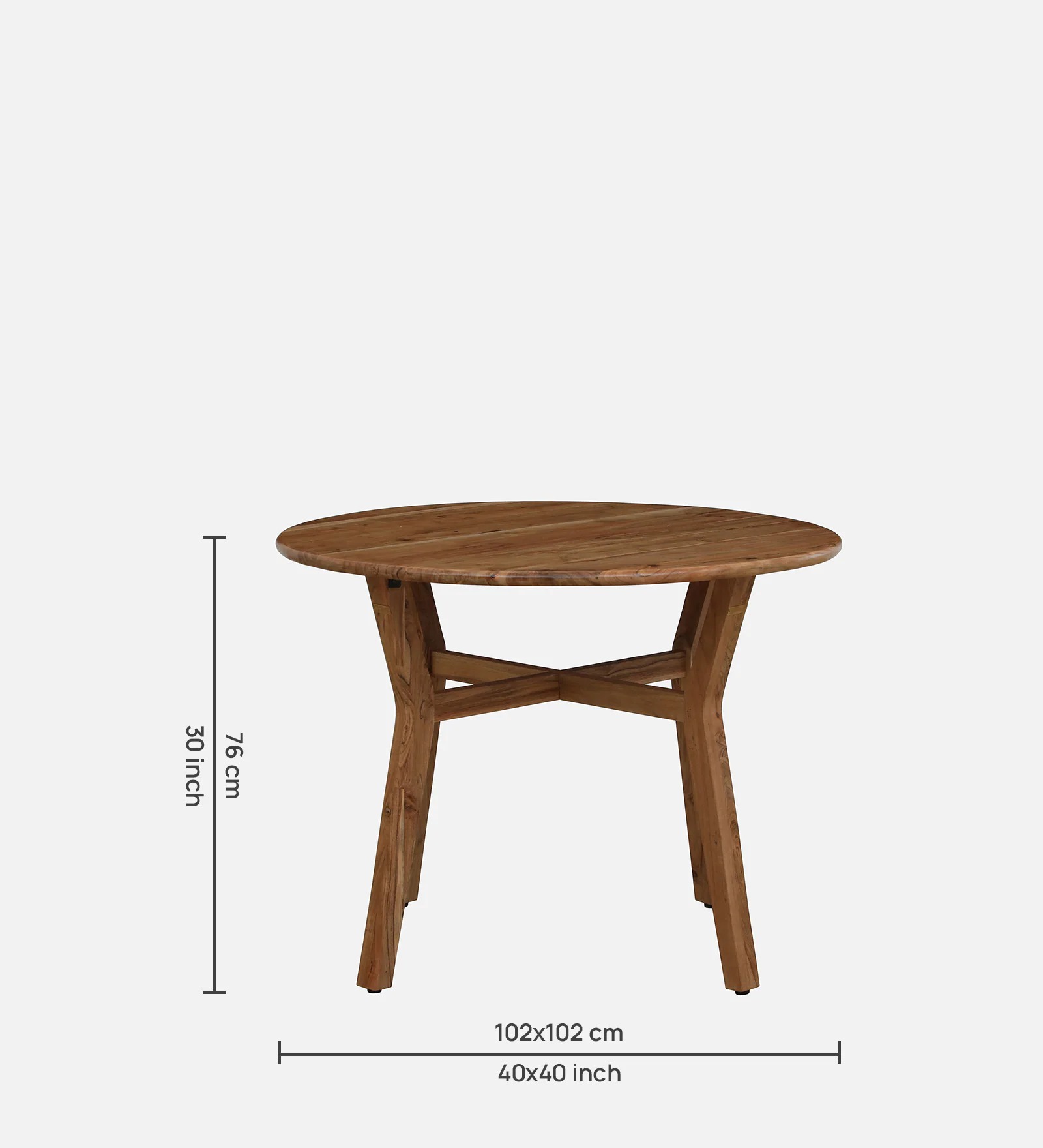 Swani Kylie Acacia Wood 4-Seater Round Dining Table – Natural Finish - Image 2