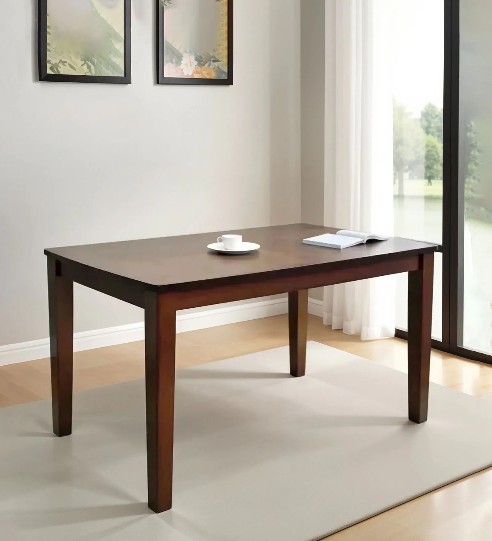 Swani Lirio 4-Seater Dining Table – Natural Finish