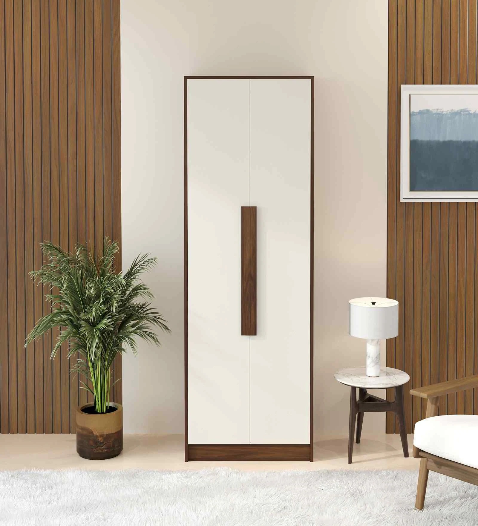 Swani Furniture Maltein 2 Door Wardrobe in Brown Maple Finish – Modern Wooden Almirah for Bedroom