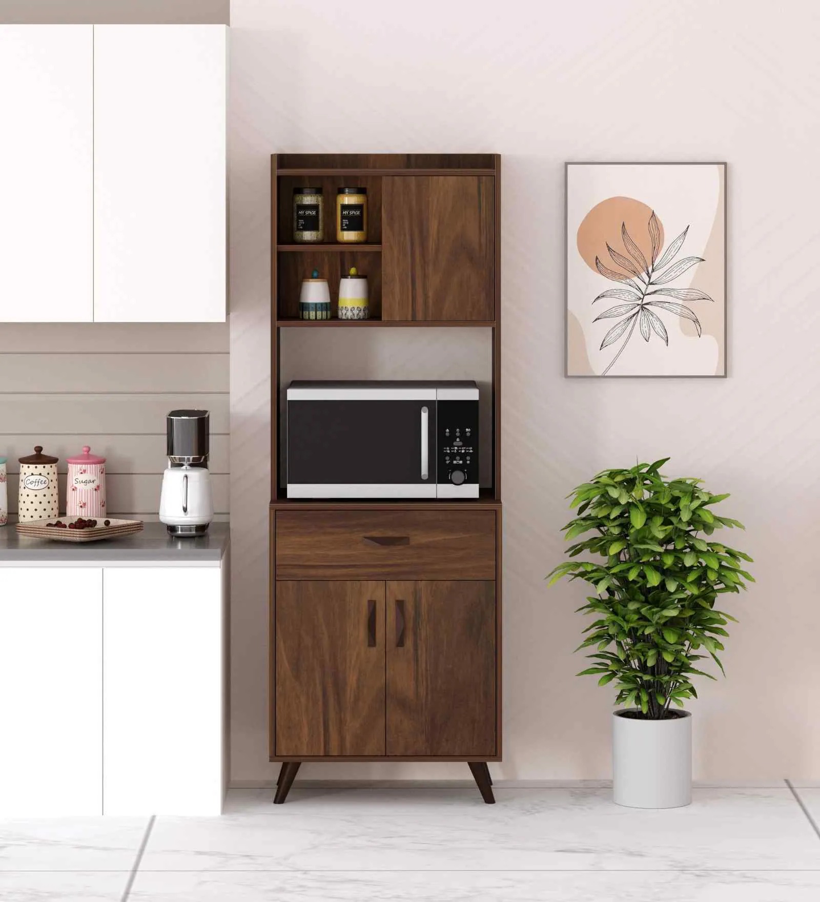 Kitchen Cabinet in Brown Maple Finish – Stylish & Durable Storage | Swani Furniture - Image 3