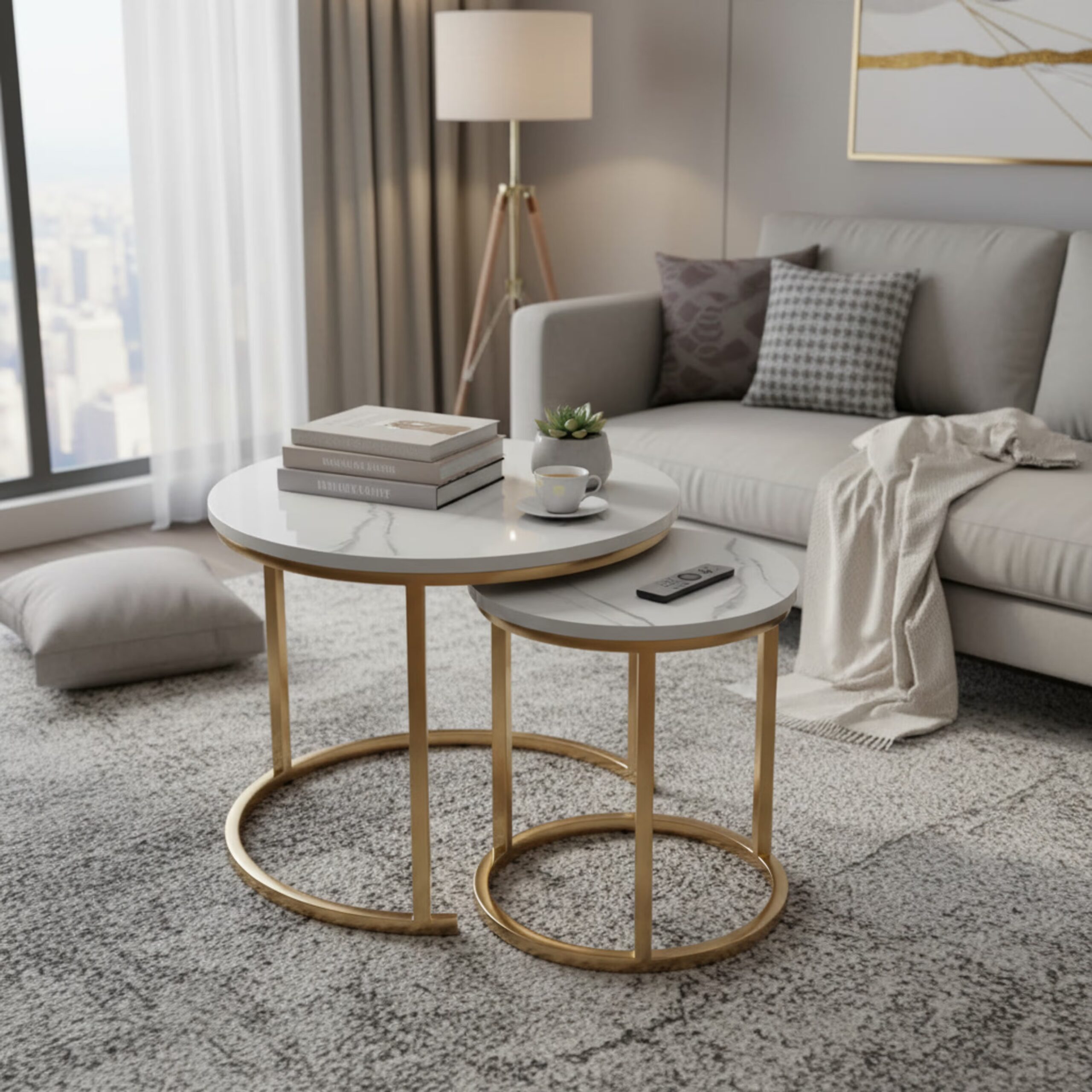 Swani Furniture Kaltos Metal Coffee Table – Modern Industrial Center Table for Living Room