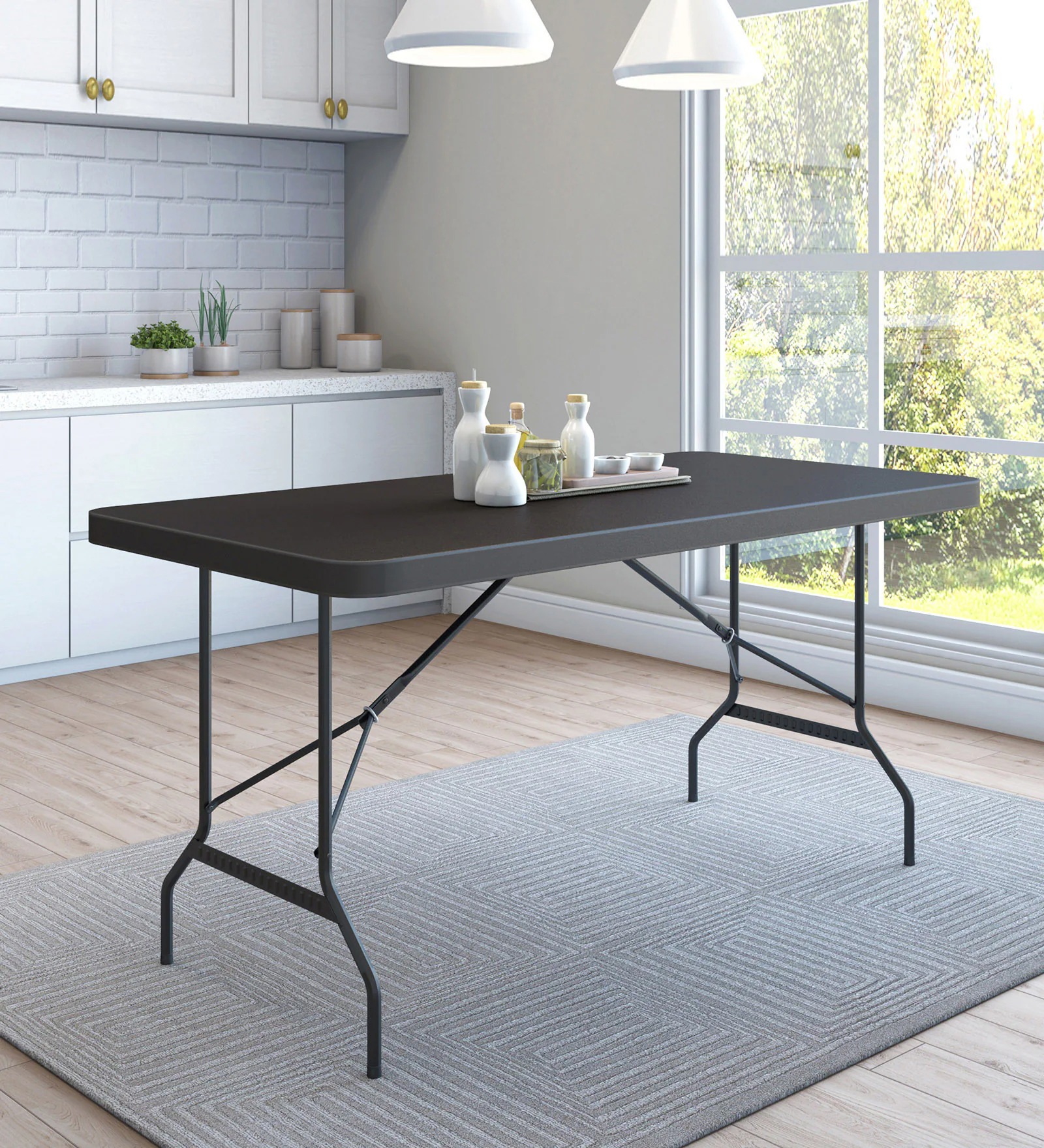 Swani Celebrationz Metal 4-Seater Foldable Dining Table – Brown Finish