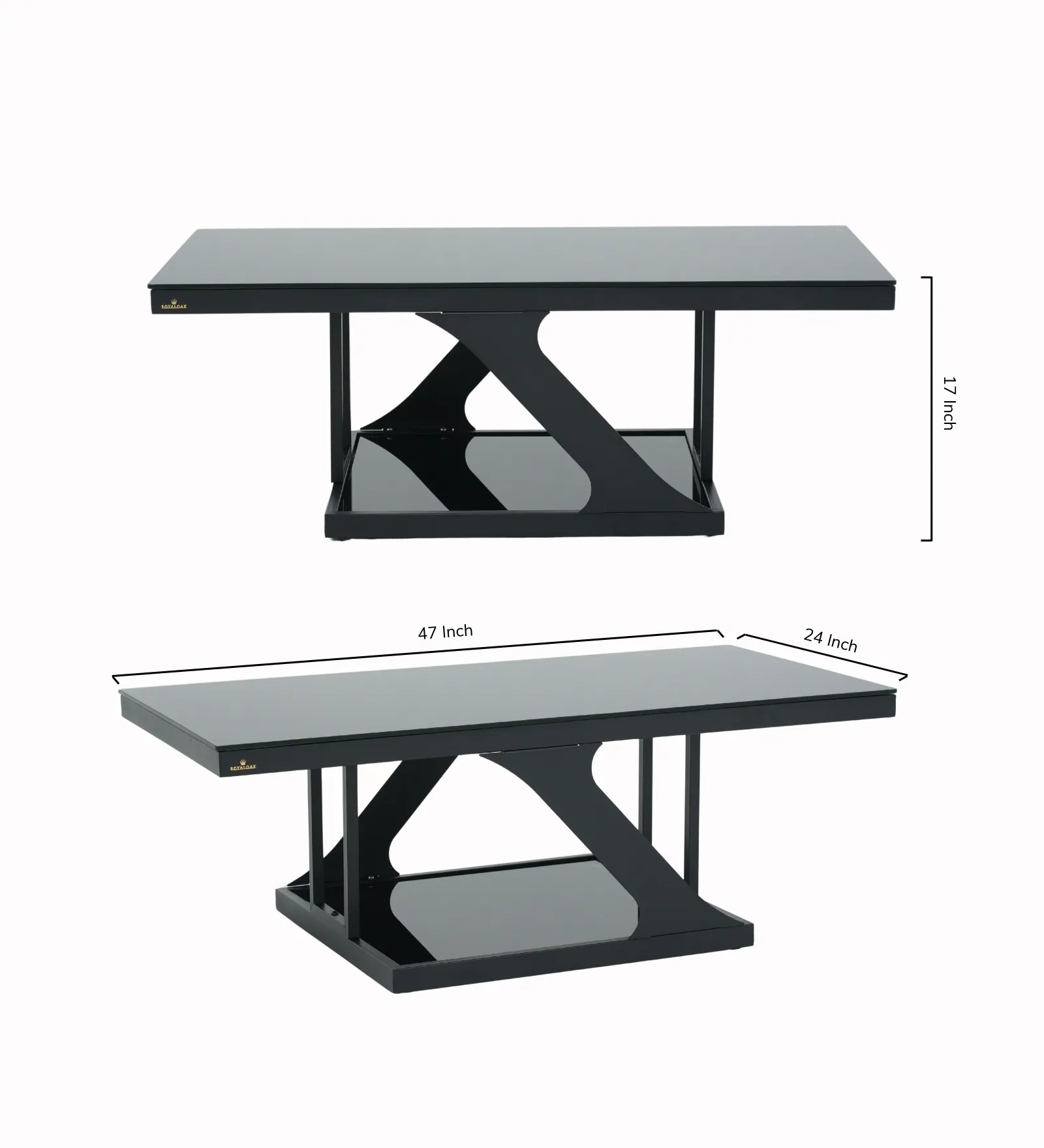 Swani Furniture Ipoh Rectangular Glass Top Coffee Table – Black Finish for Modern Living Room - Image 3