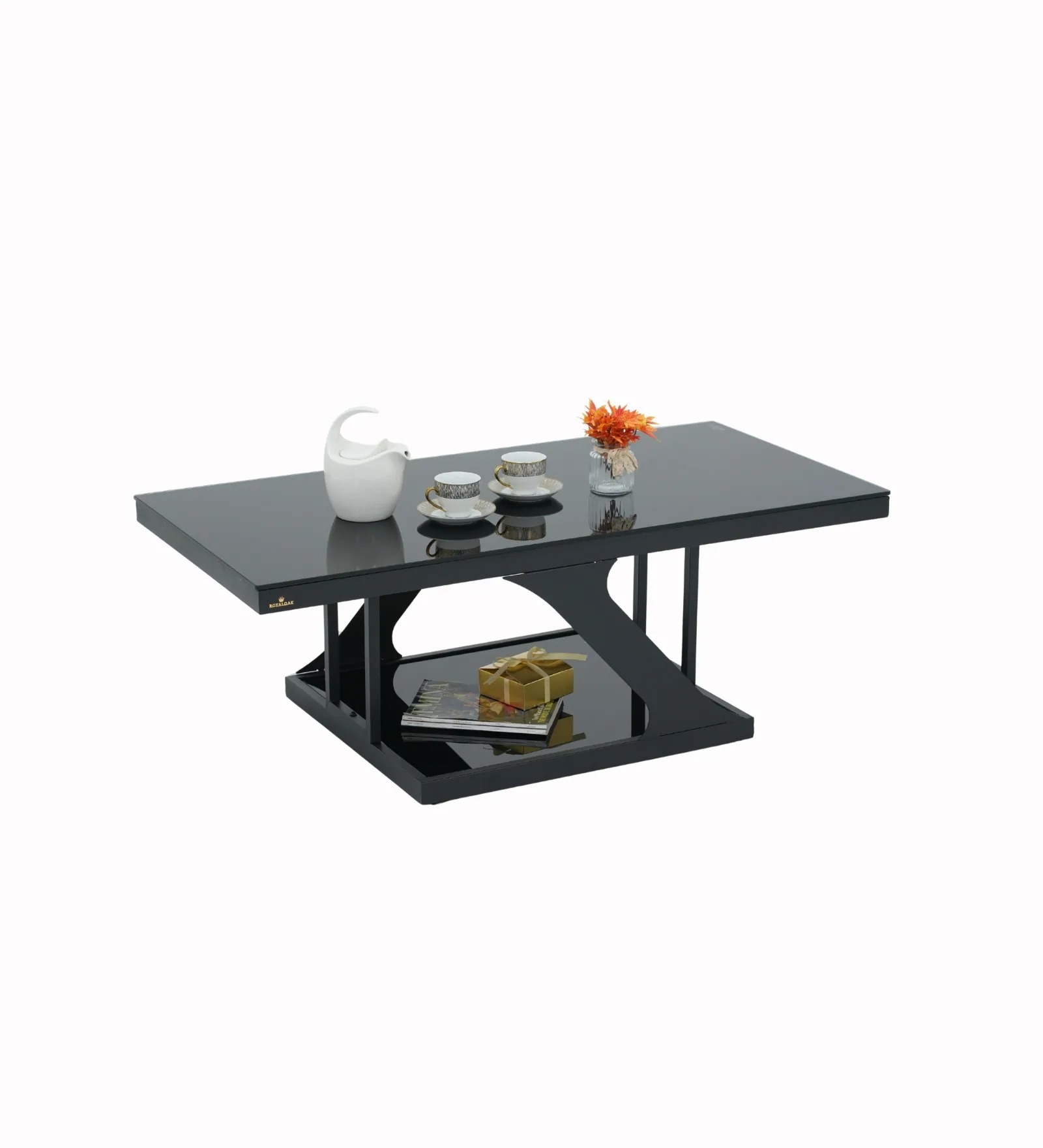 Swani Furniture Ipoh Rectangular Glass Top Coffee Table – Black Finish for Modern Living Room - Image 2