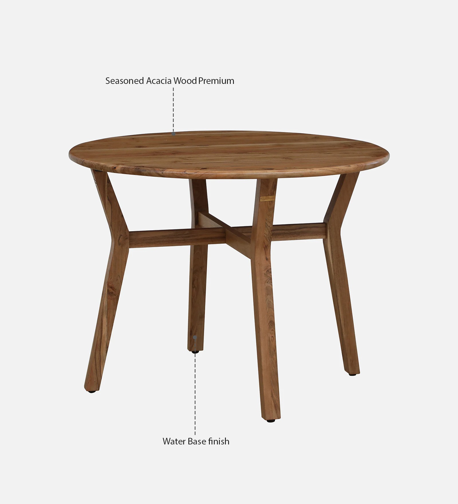 Swani Kylie Acacia Wood 4-Seater Round Dining Table – Natural Finish - Image 3