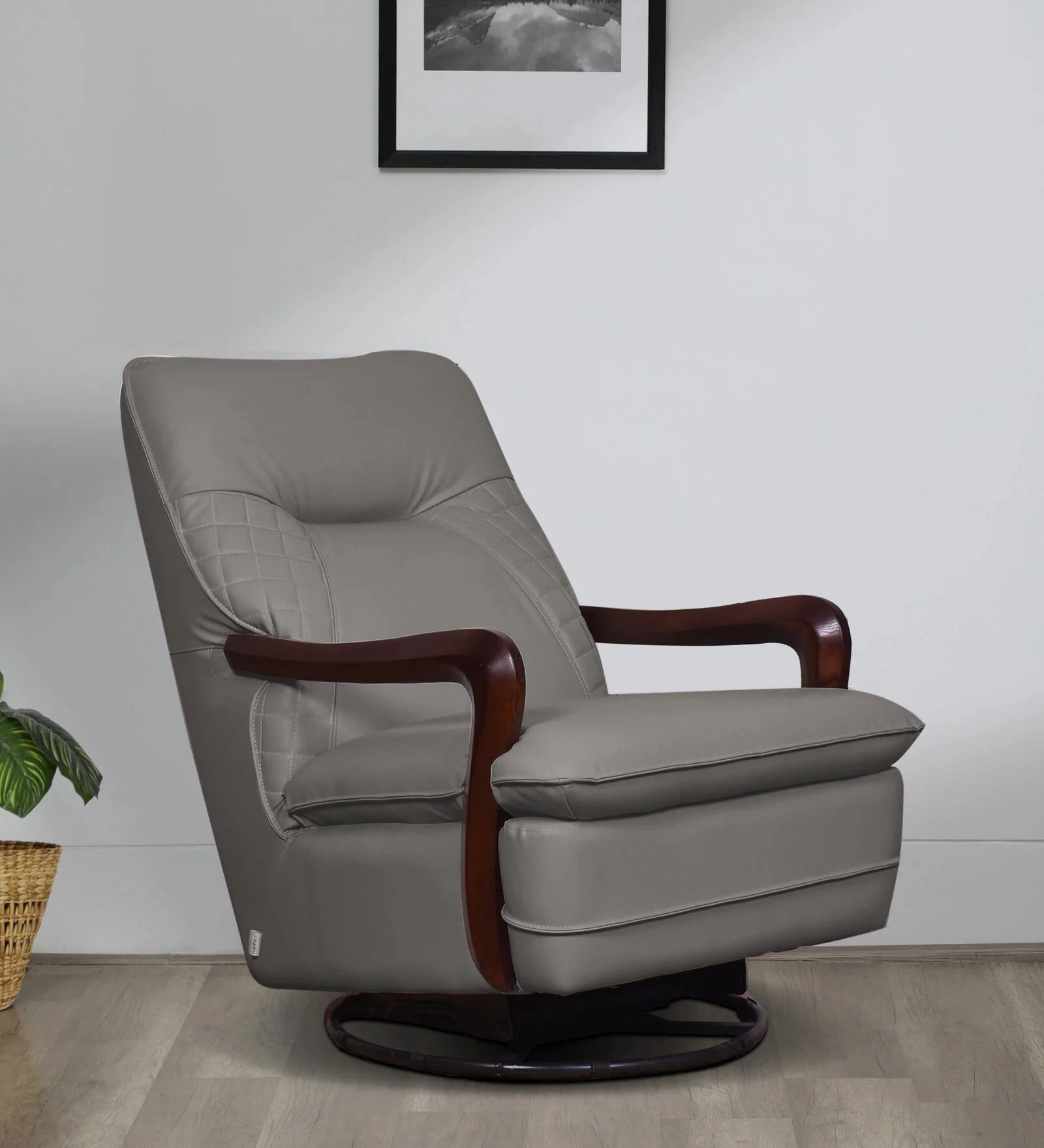 Swani Manila Leatherette Rocking & Revolving Chair – Grey Swivel Chair