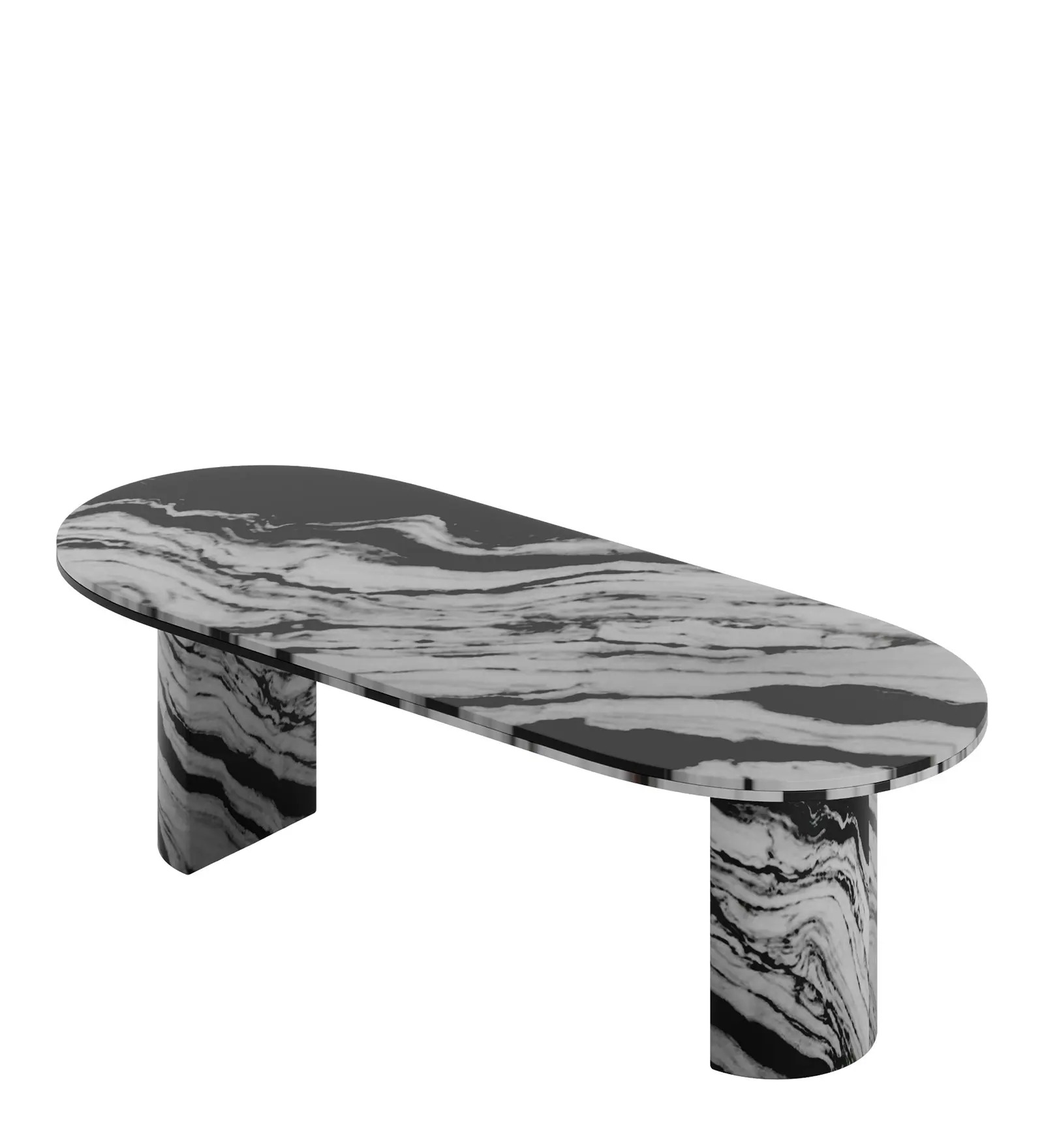 Swani Panda Marble 6-Seater Dining Table – Black & White Finish - Image 4