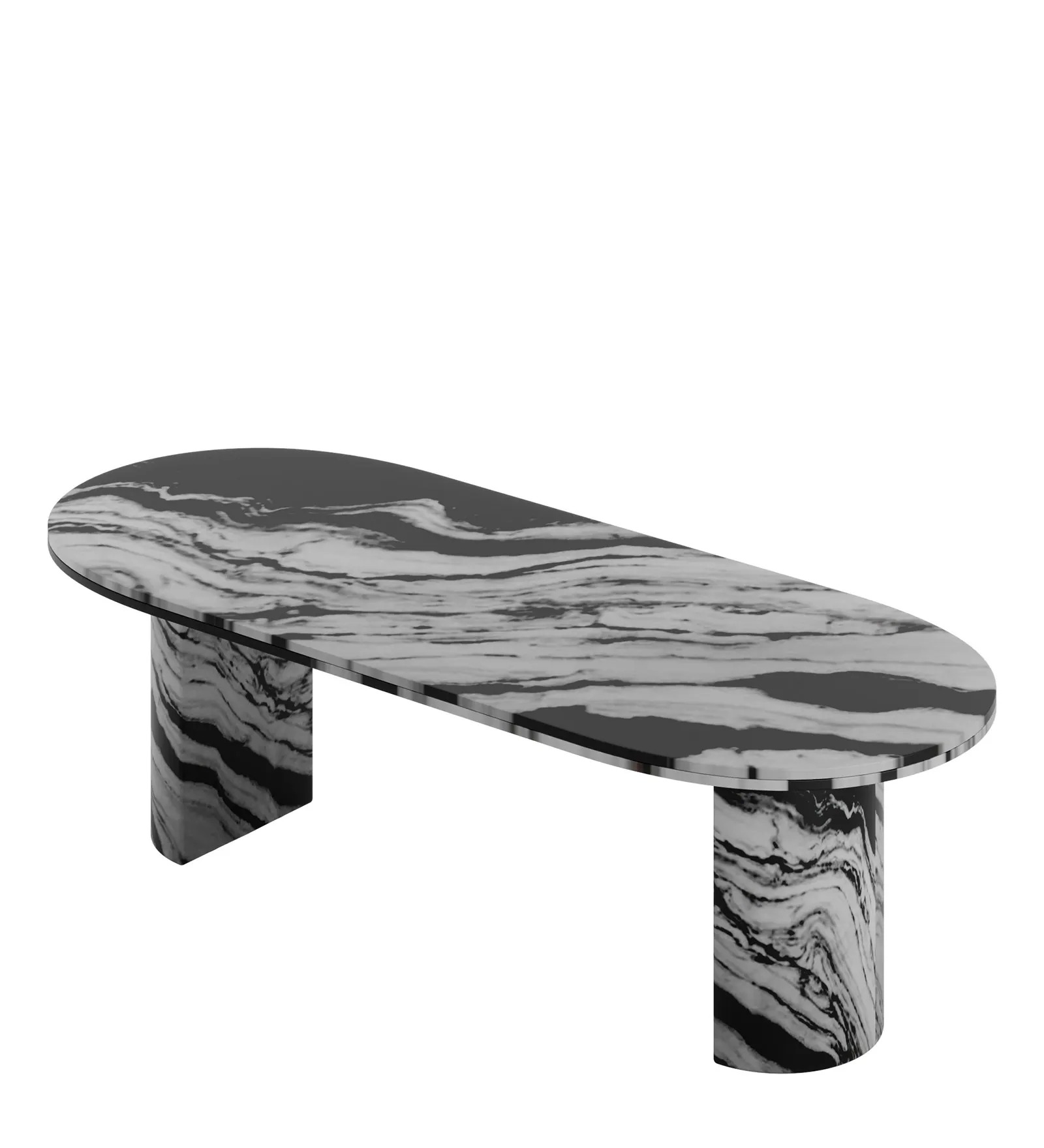 Swani Panda Marble 6-Seater Dining Table – Black & White Finish - Image 7