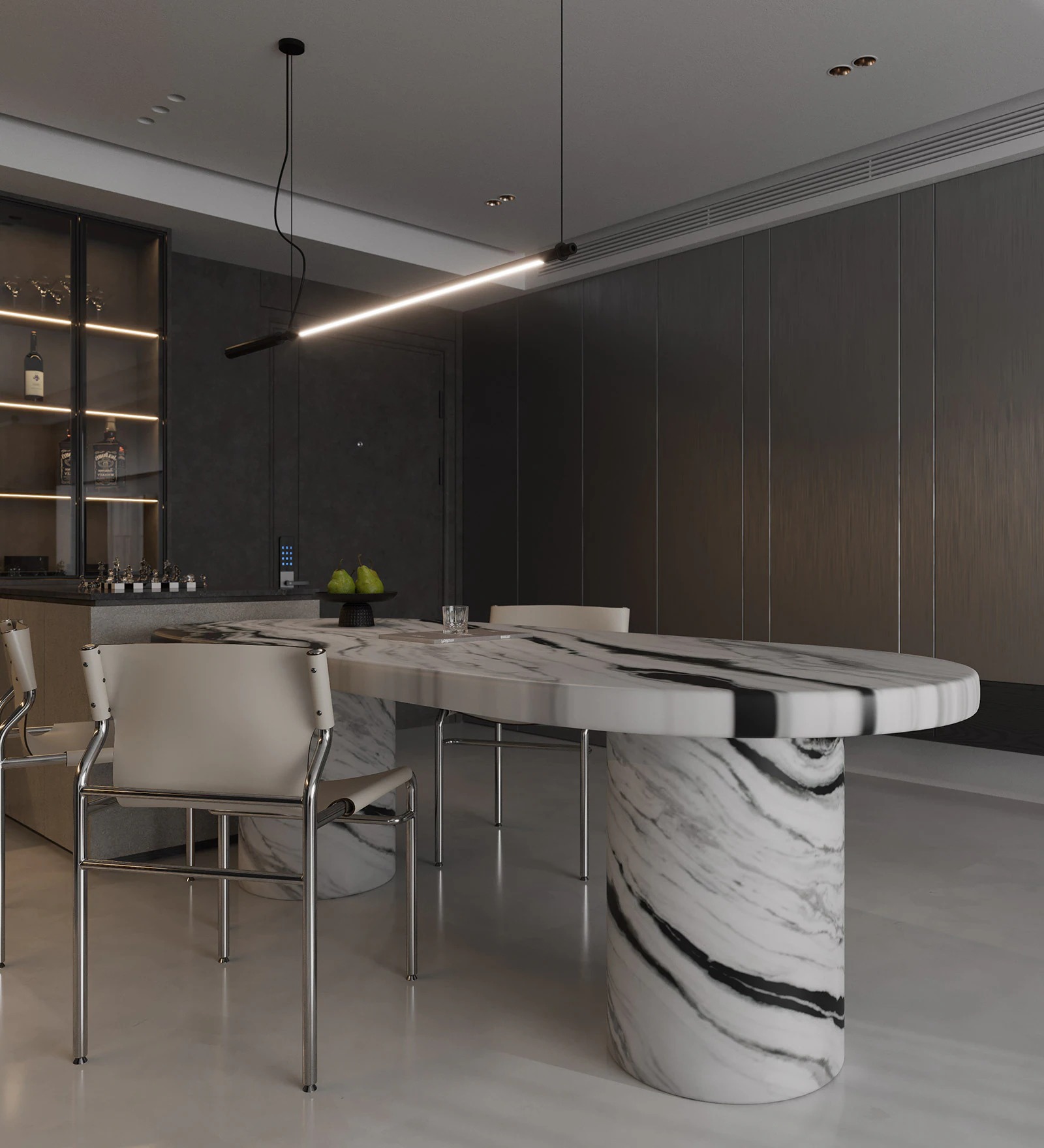 Swani Panda Marble 6-Seater Dining Table – Black & White Finish - Image 3