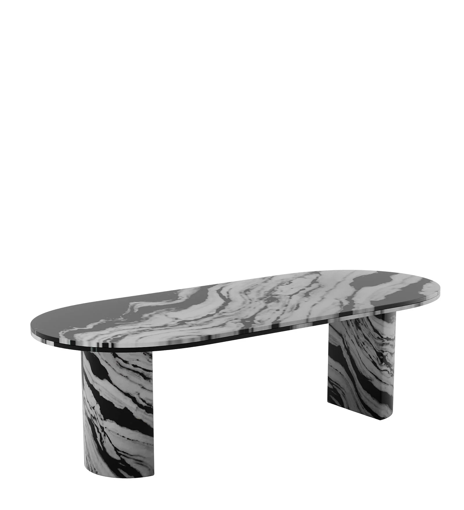 Swani Panda Marble 6-Seater Dining Table – Black & White Finish - Image 6